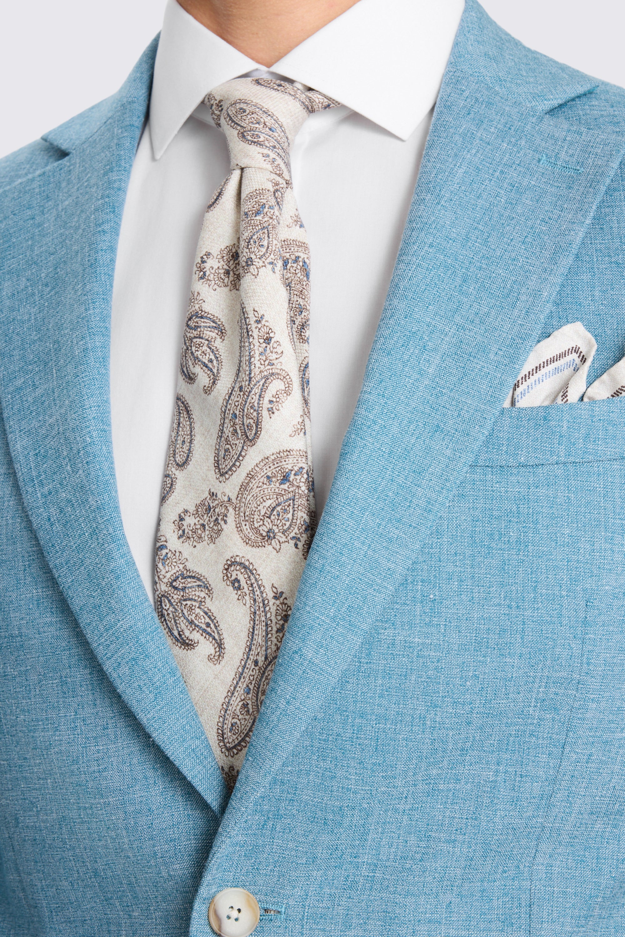 Tailored Fit Teal Slub Suit