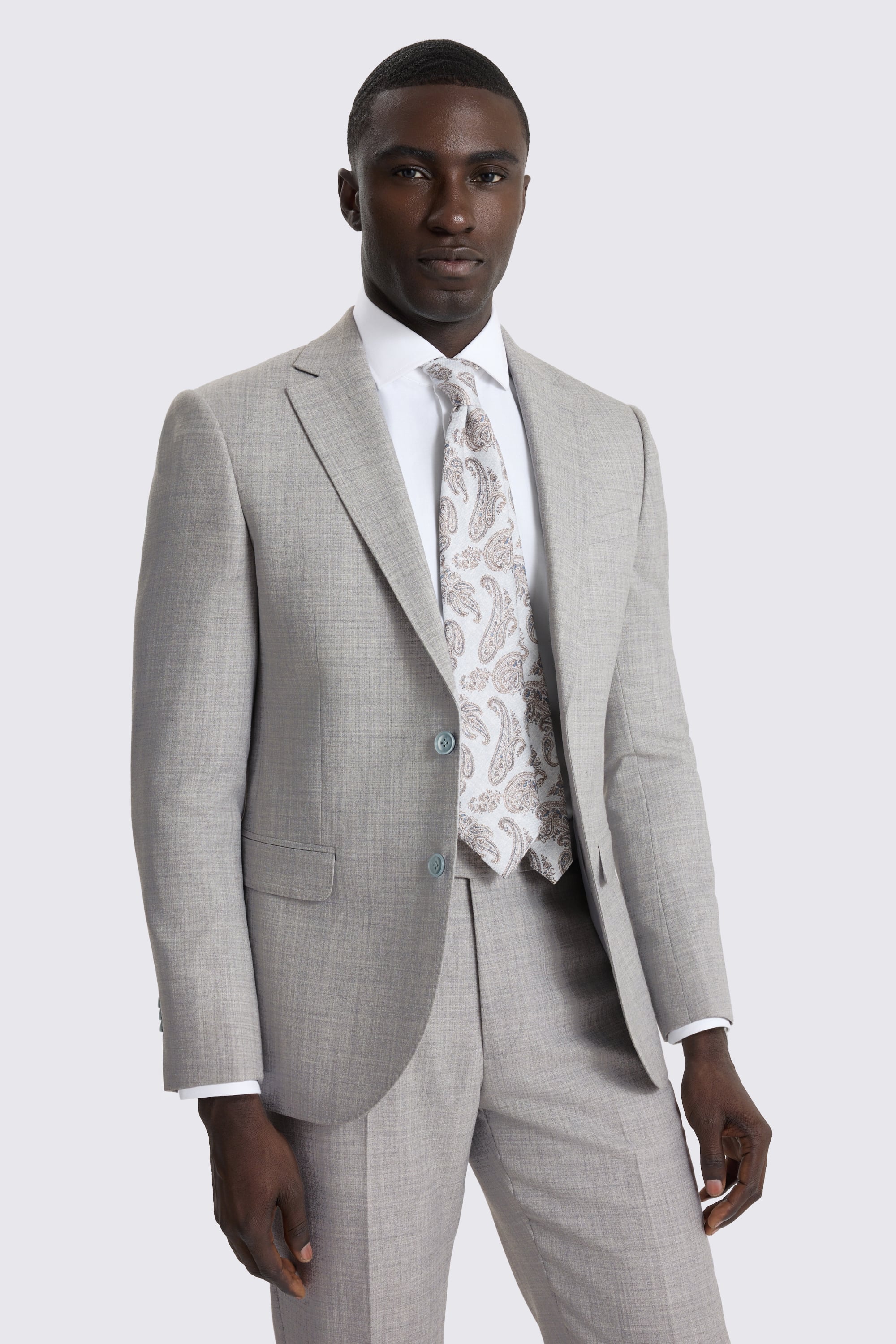 Slim Fit Light Grey Marl Suit