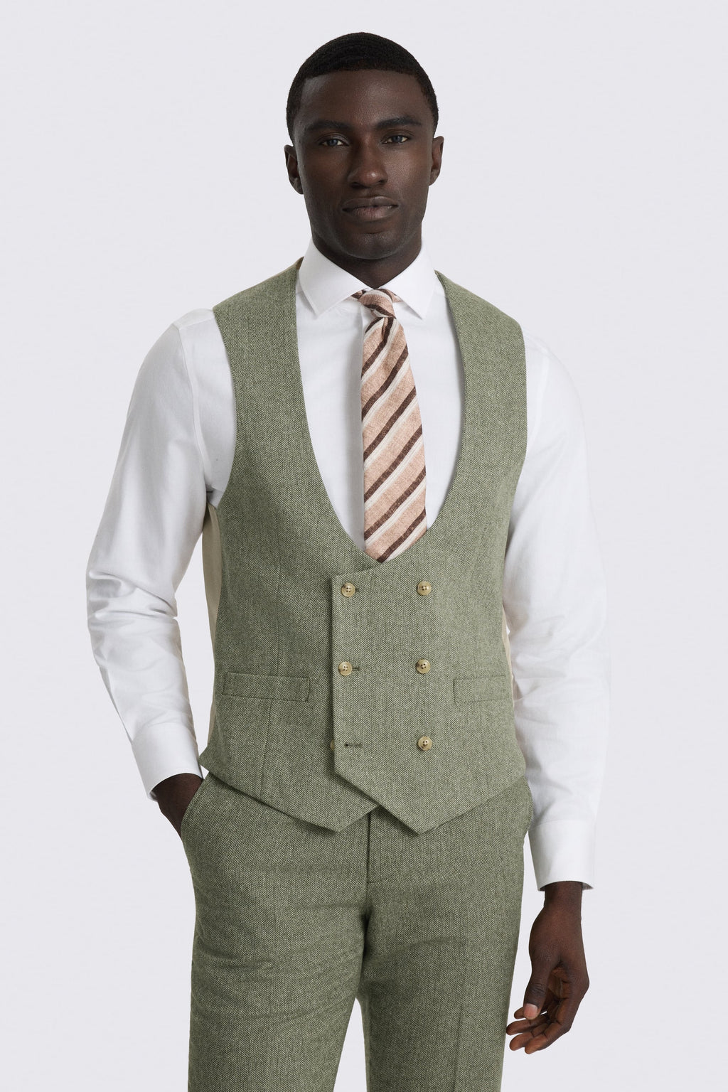 Tailored Fit Sage Herringbone Suit