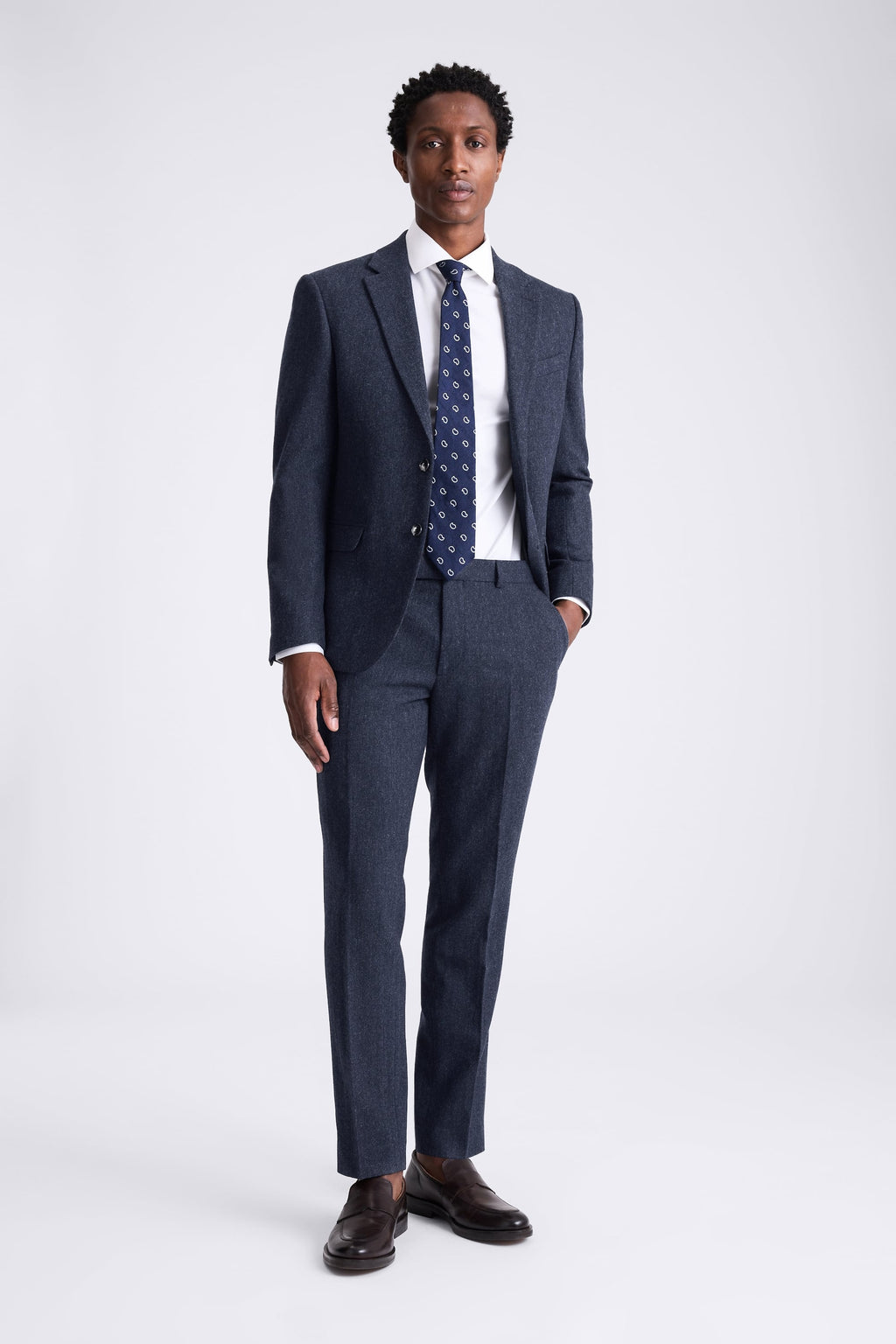 Slim Fit Blue Donegal Tweed Suit