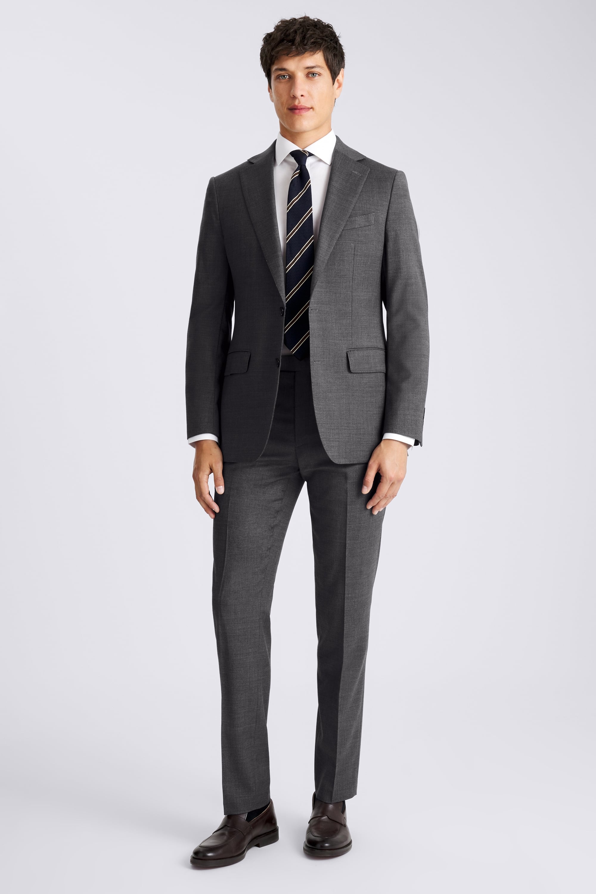Tailored Fit Grey Twill Suit