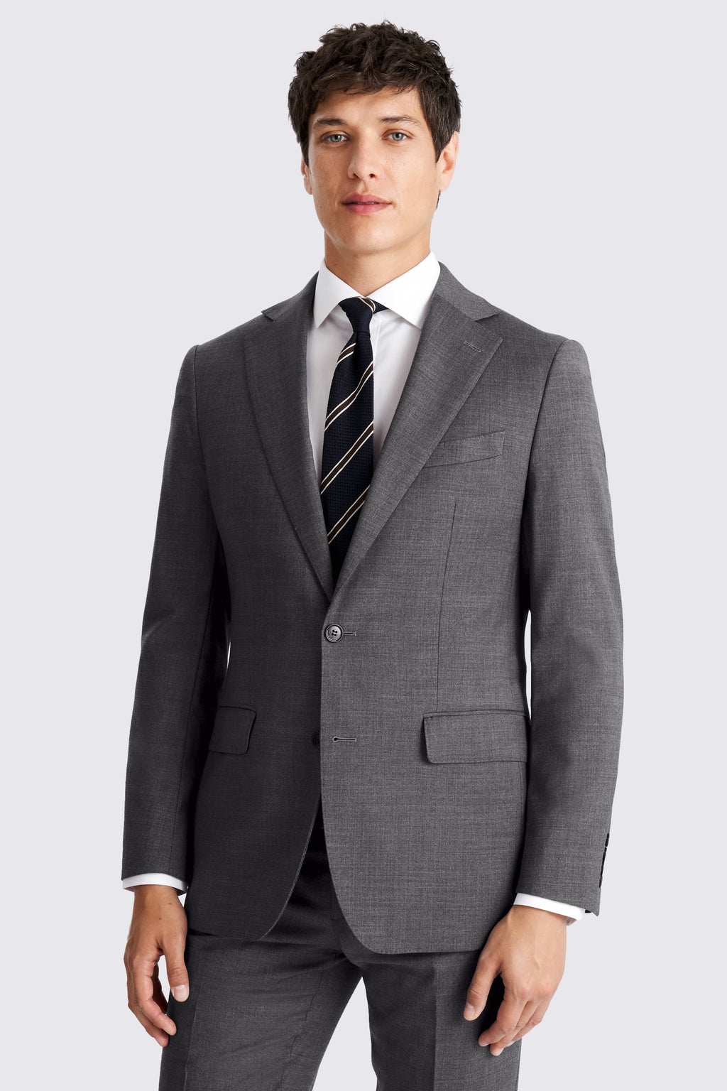 Tailored Fit Grey Twill Suit