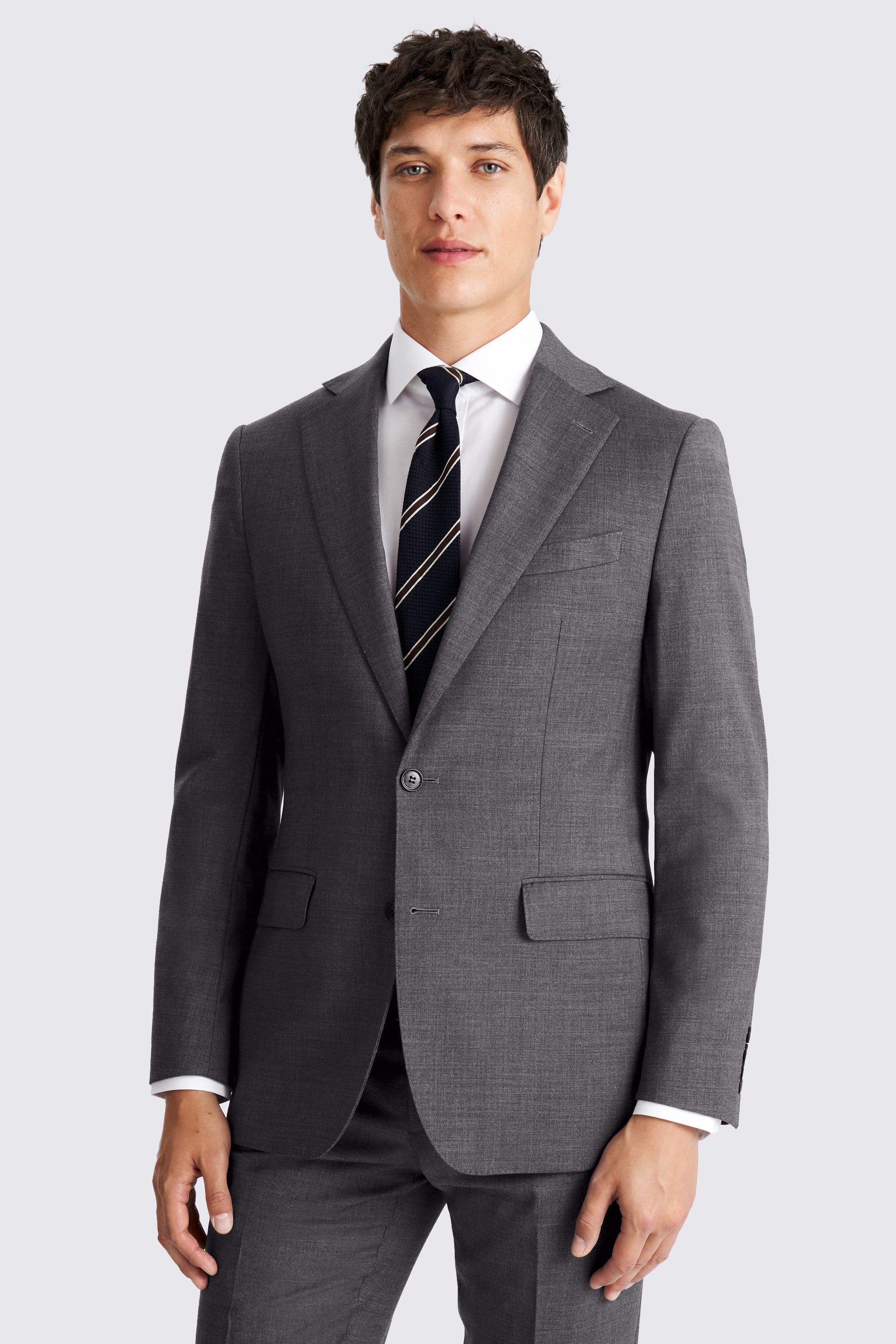 Tailored Fit Grey Twill Suit
