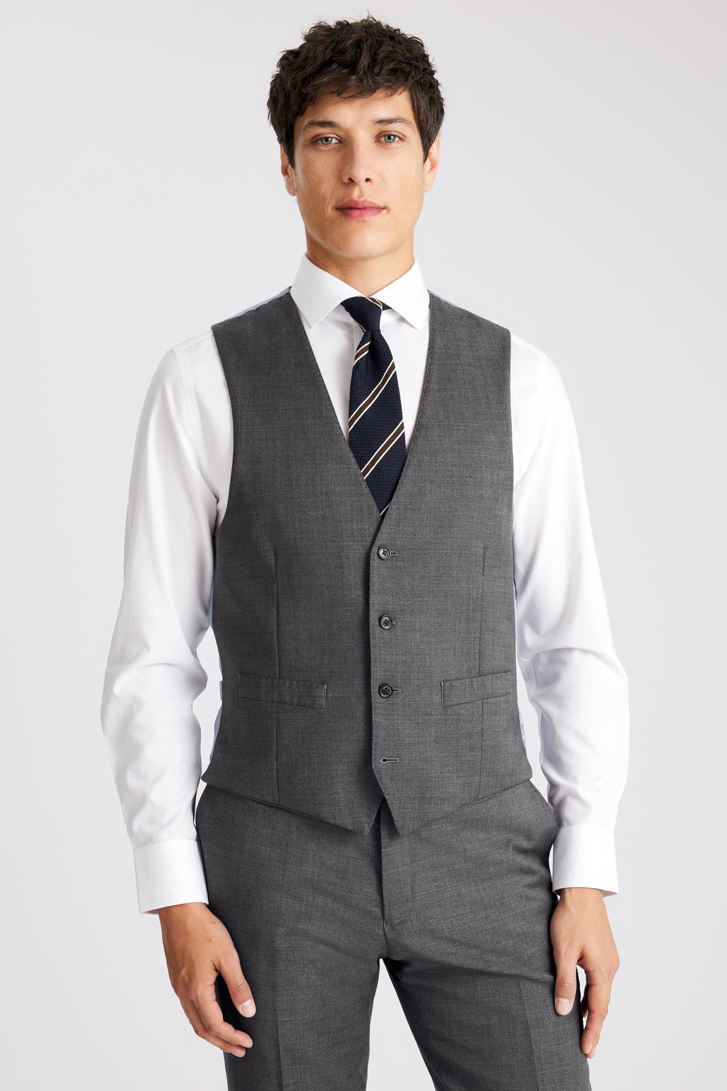 Tailored Fit Grey Twill Suit