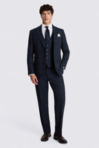 Regular Fit Navy Black Check Suit