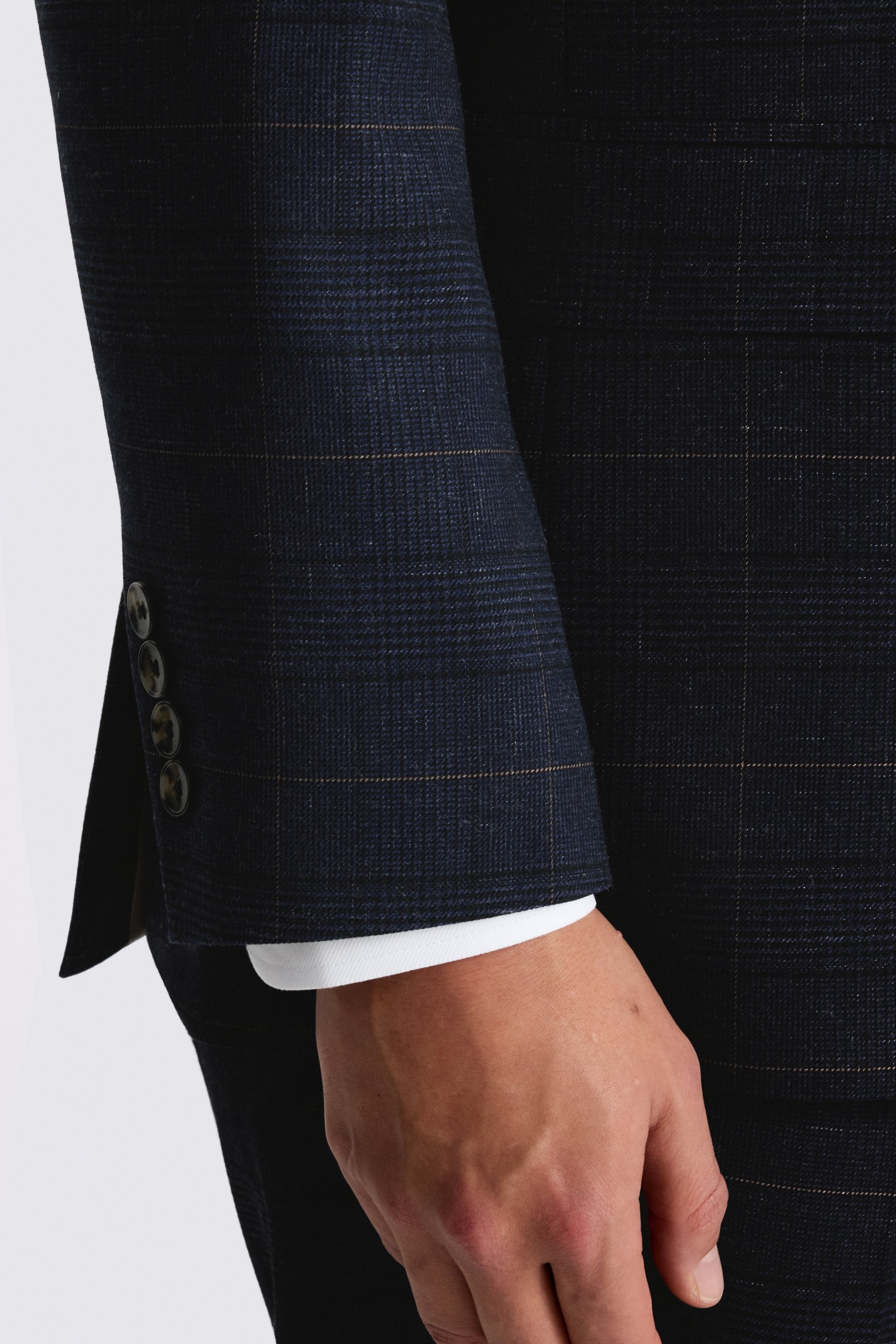 Regular Fit Navy Black Check Suit