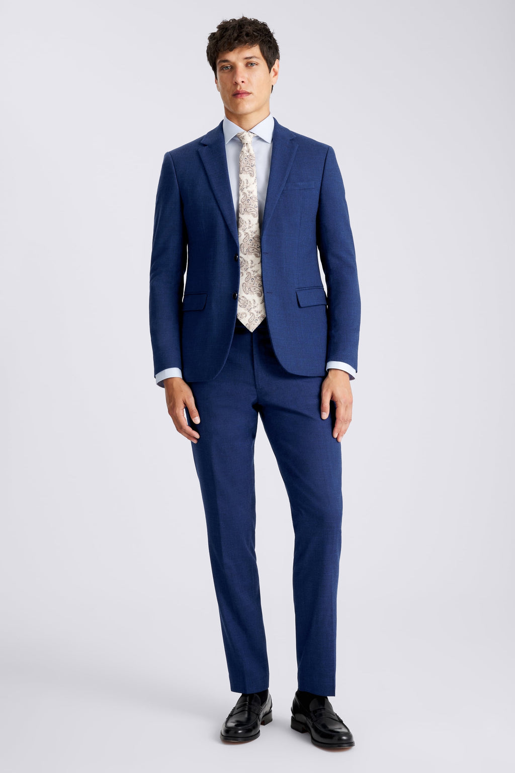 Slim Fit Blue Slub Suit