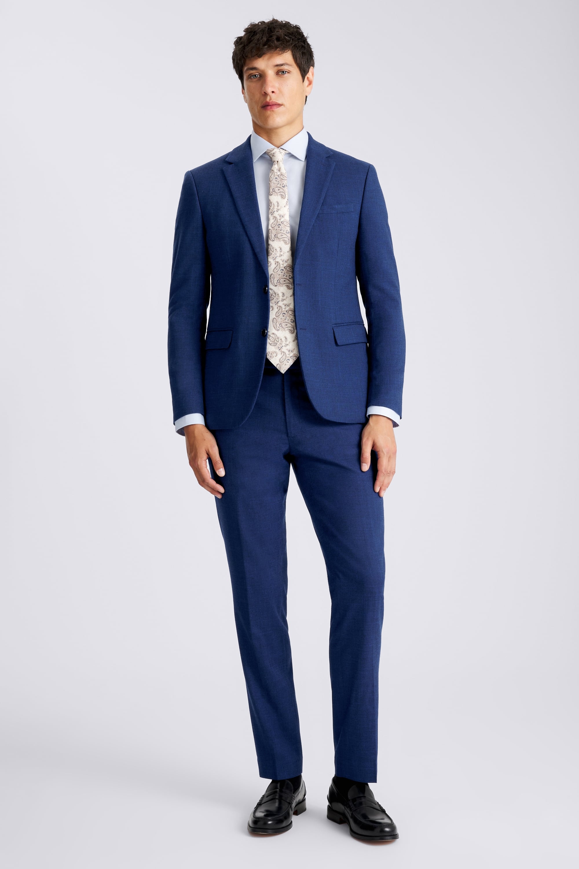 Slim Fit Blue Slub Suit