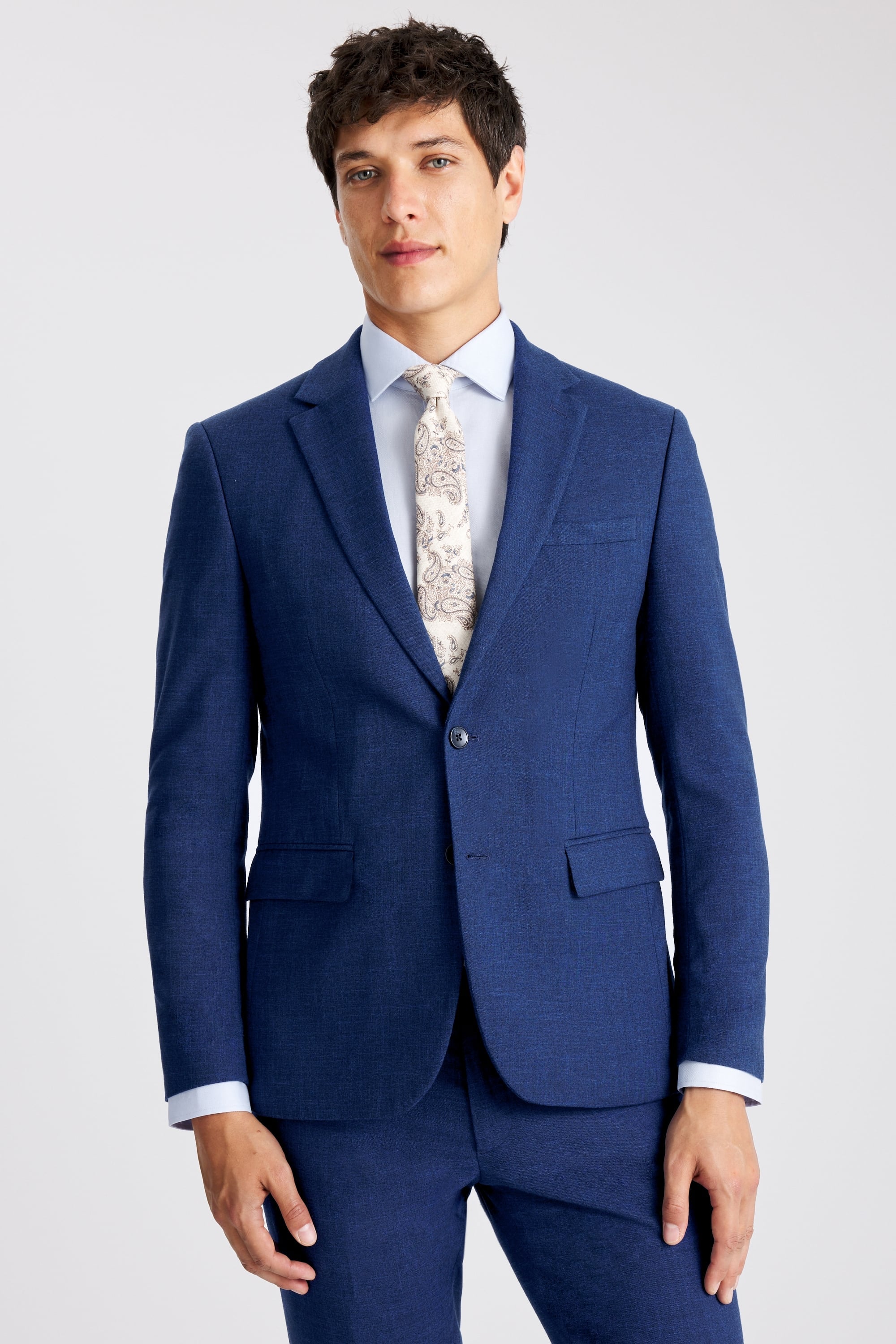 Slim Fit Blue Slub Suit