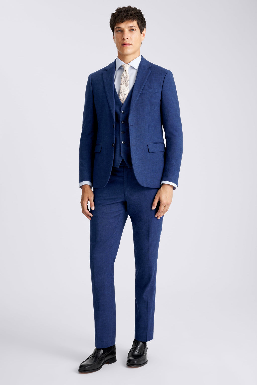 Slim Fit Blue Slub Suit