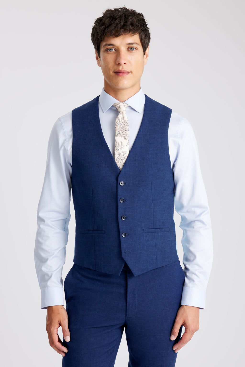 Slim Fit Blue Slub Suit