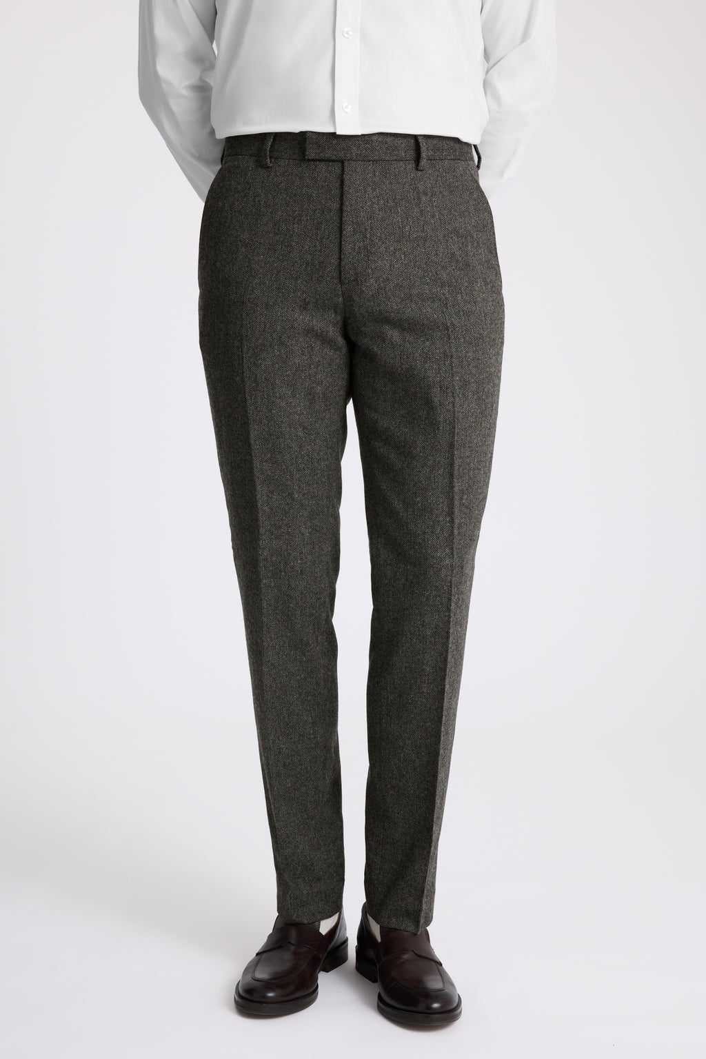 Tailored Fit Olive Herringbone Suit