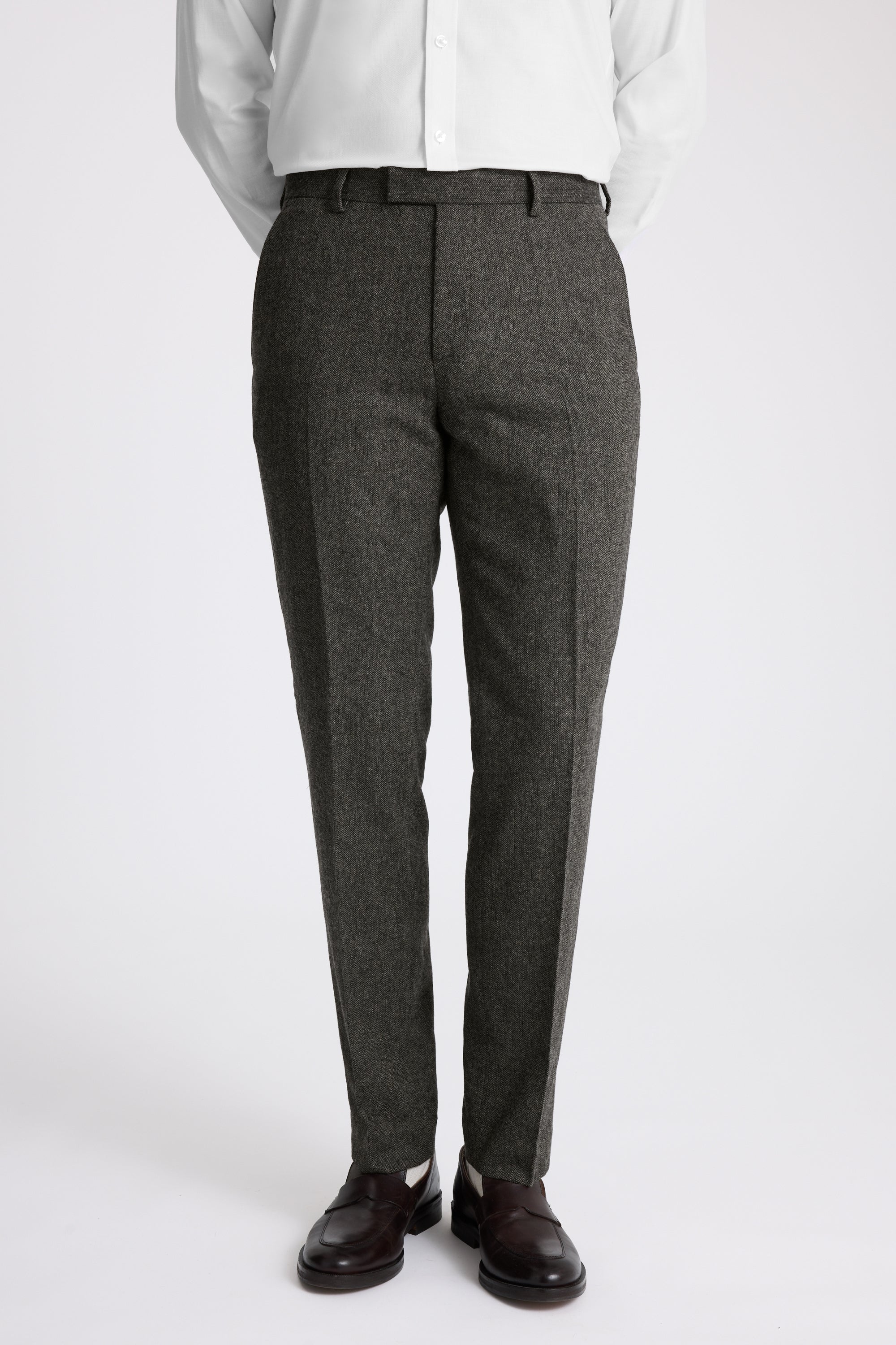 Tailored Fit Olive Herringbone Suit