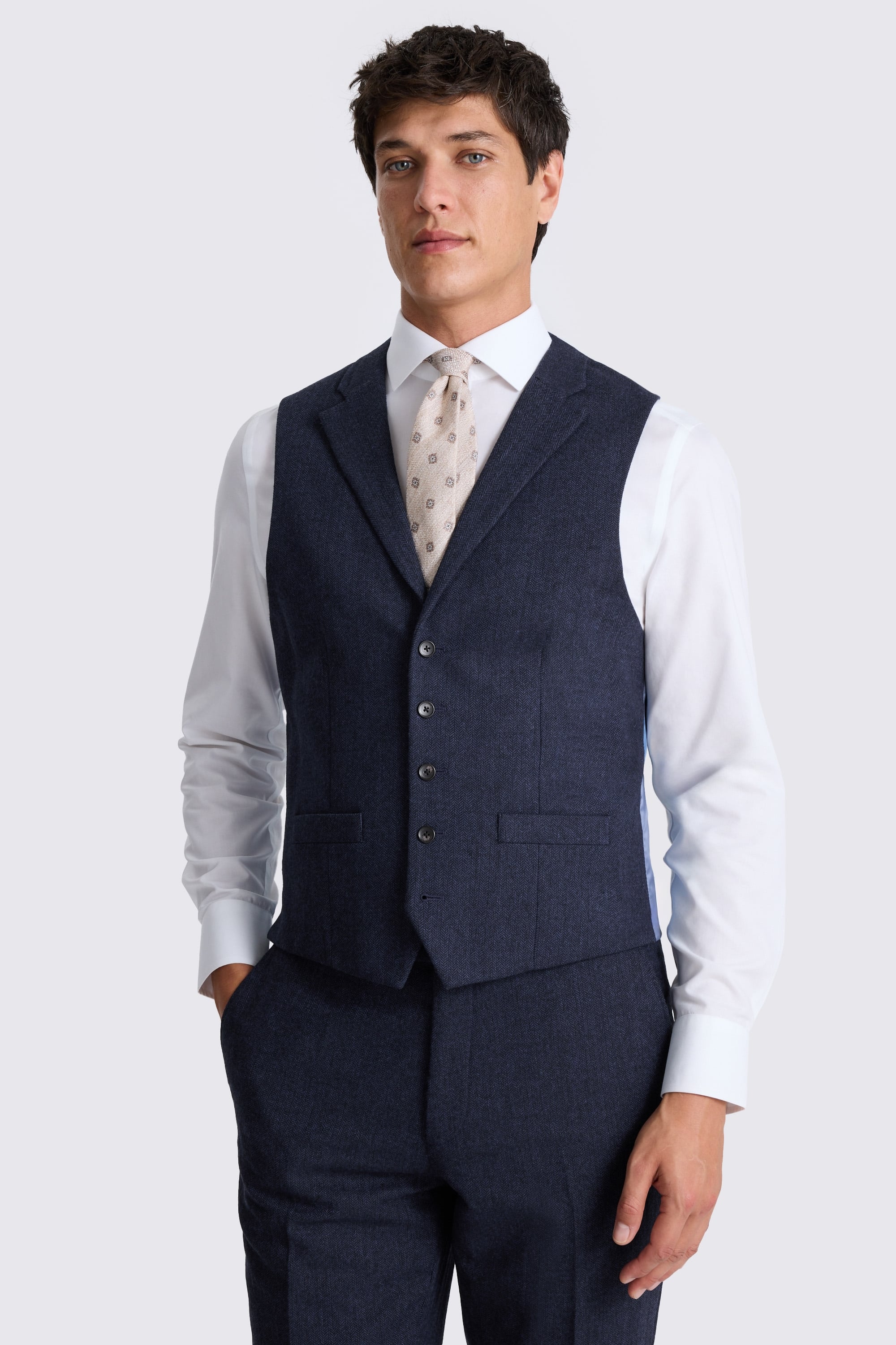 Tailored Fit Ink Herringbone Suit
