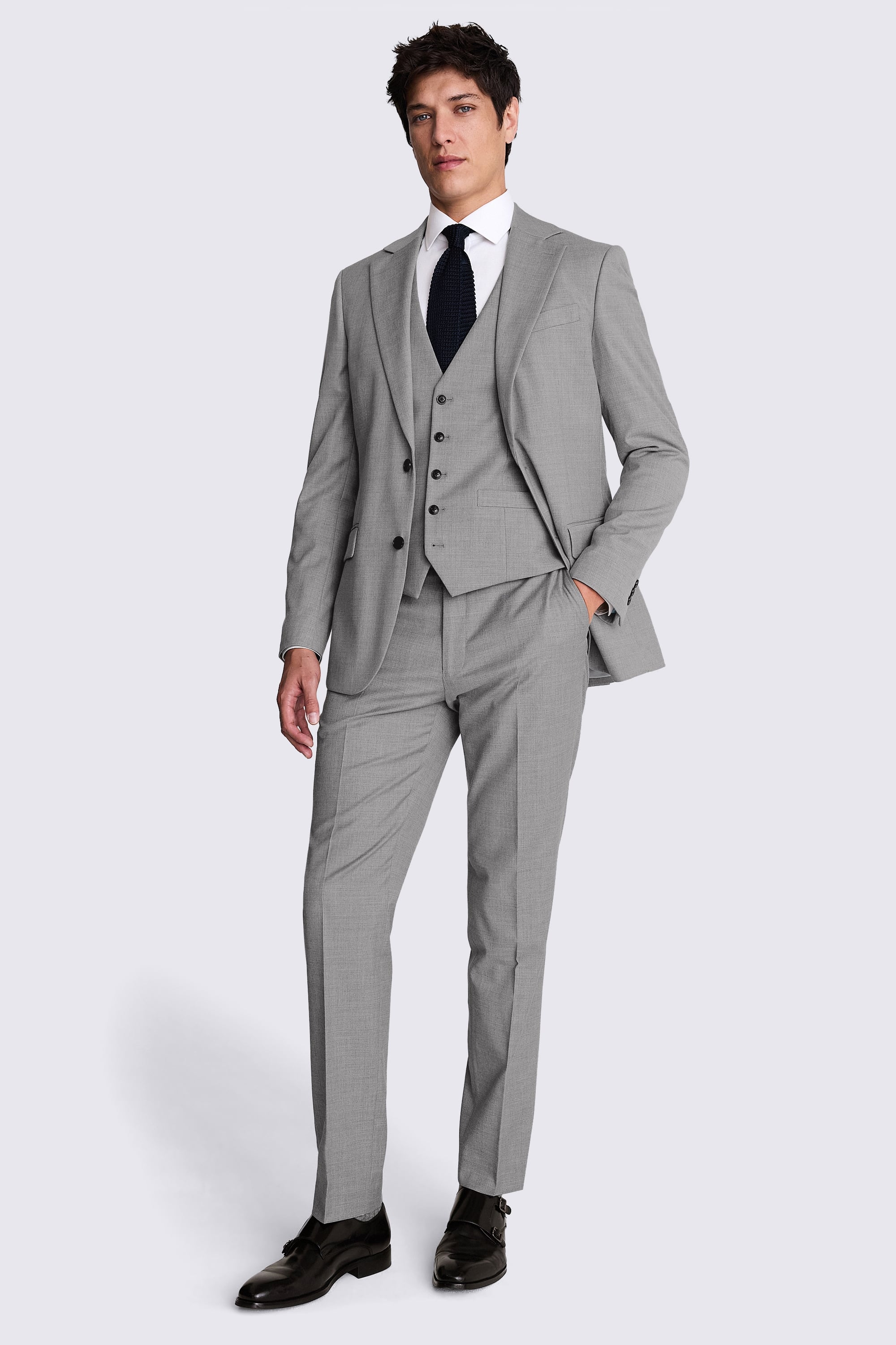Tailored Fit Grey Stretch Suit