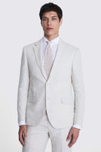 Slim Fit Stone Puppytooth Linen Suit