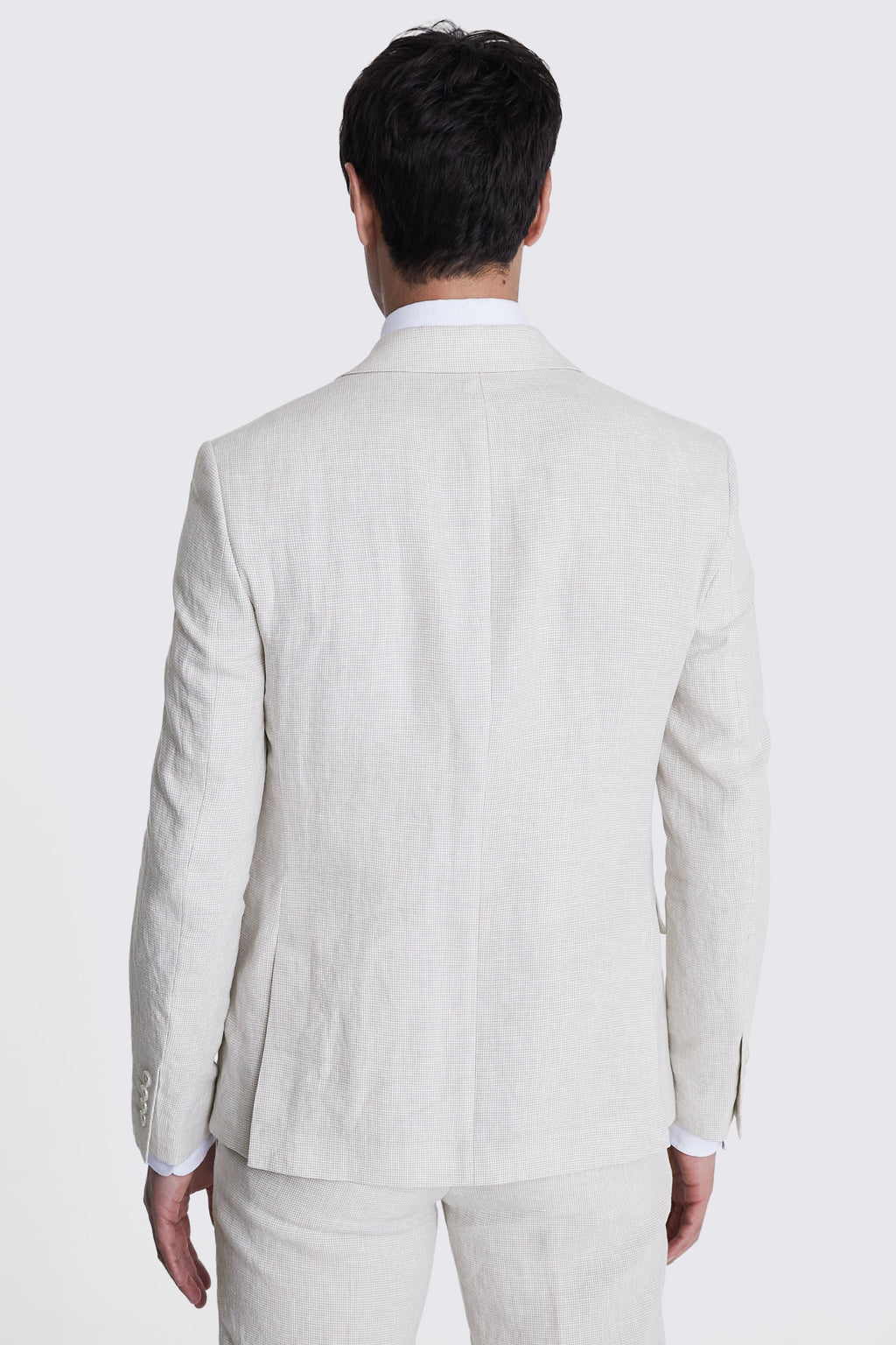 Slim Fit Stone Puppytooth Linen Suit