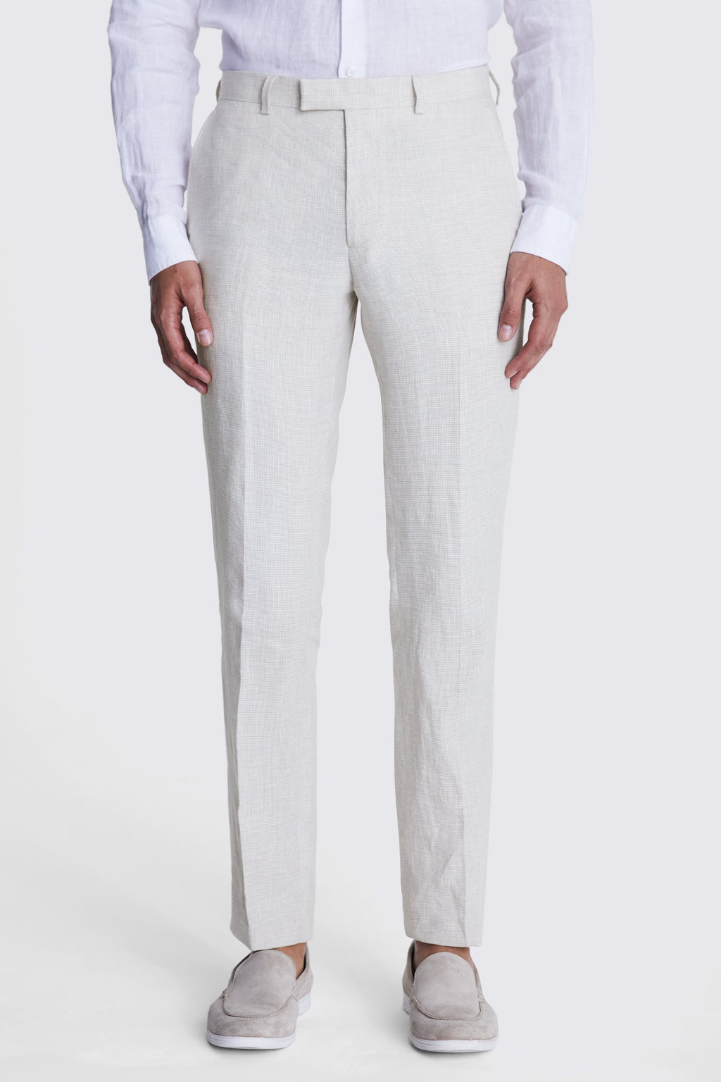 Slim Fit Stone Puppytooth Linen Suit