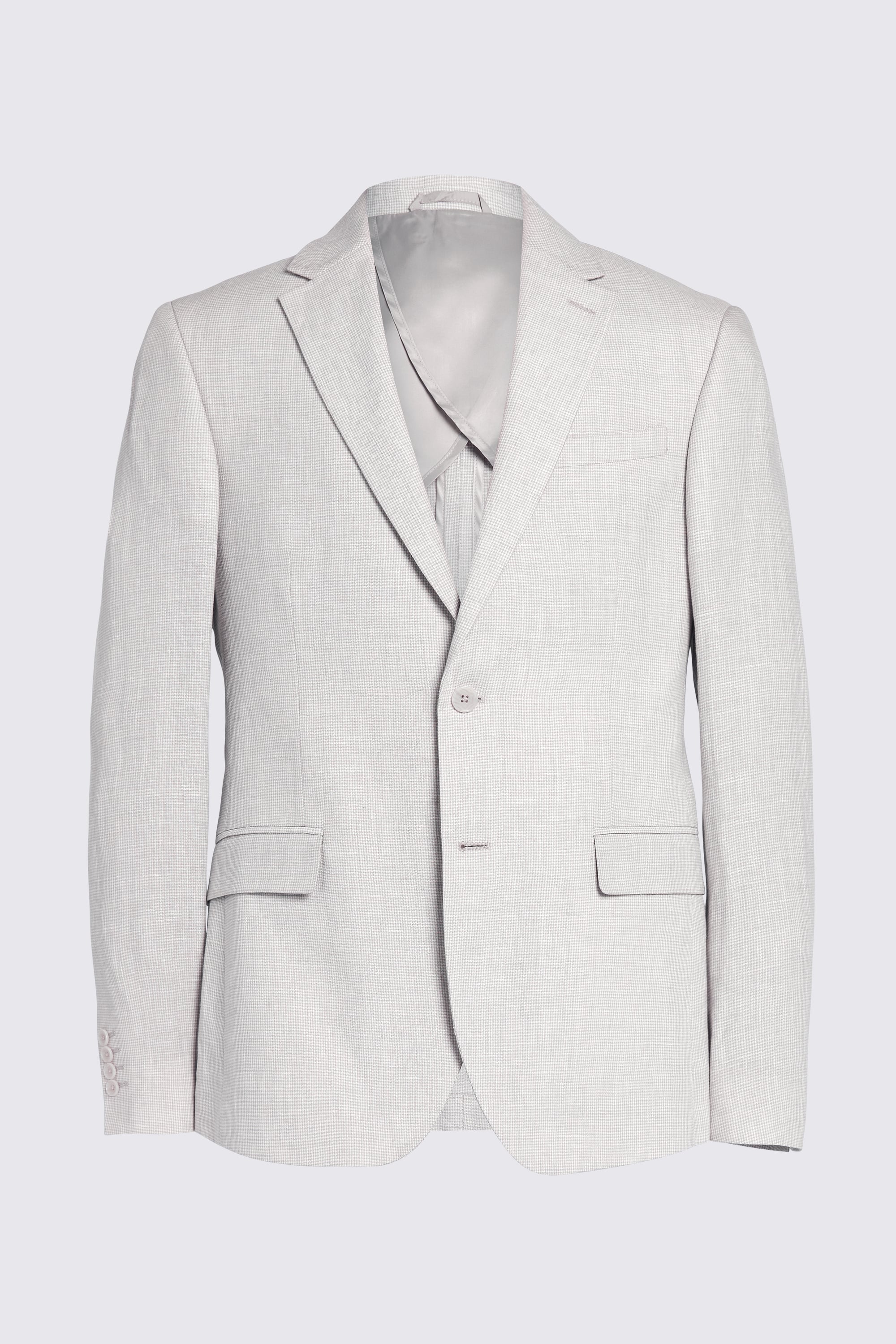 Slim Fit Stone Puppytooth Linen Suit