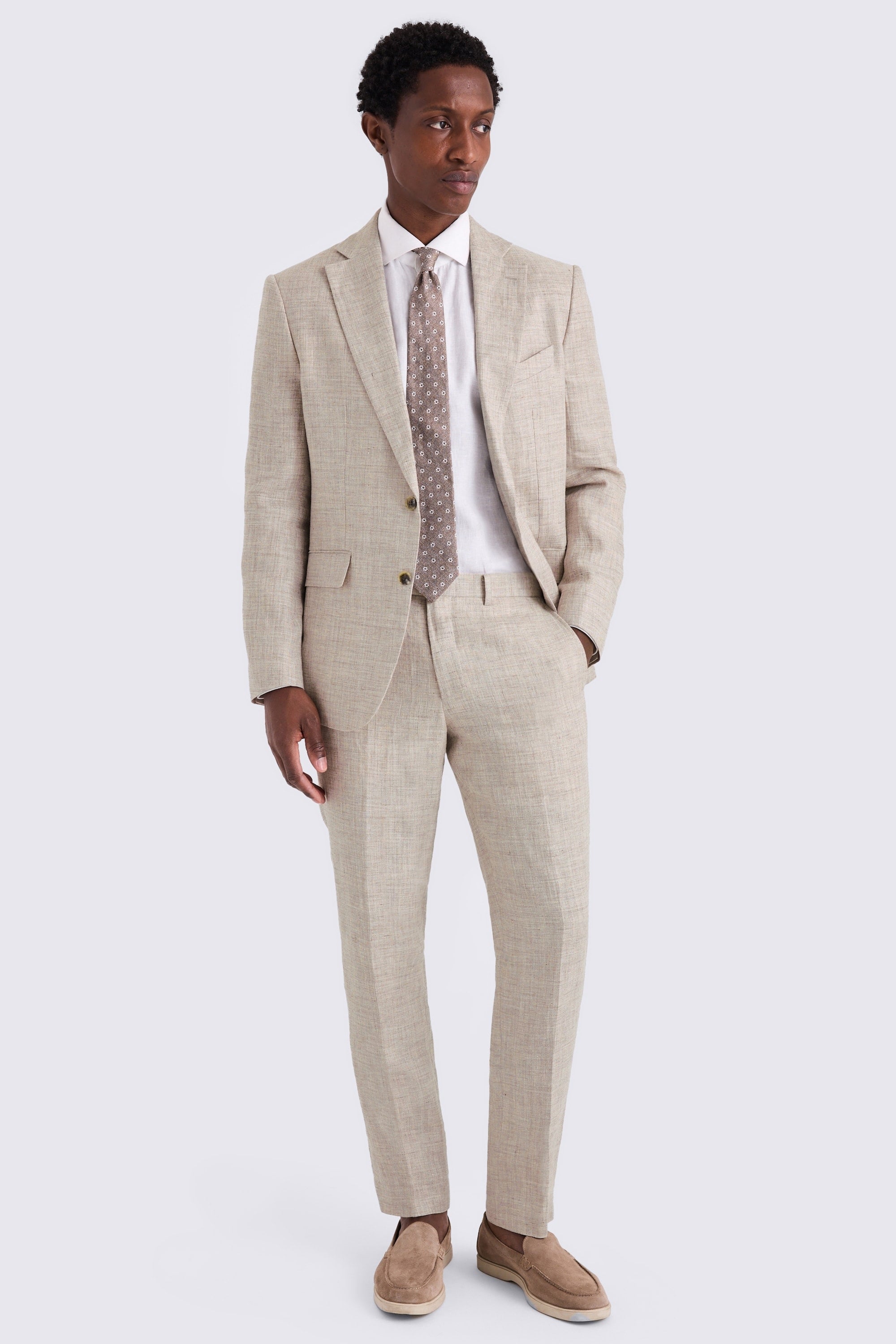 Tailored Fit Oatmeal Linen Suit