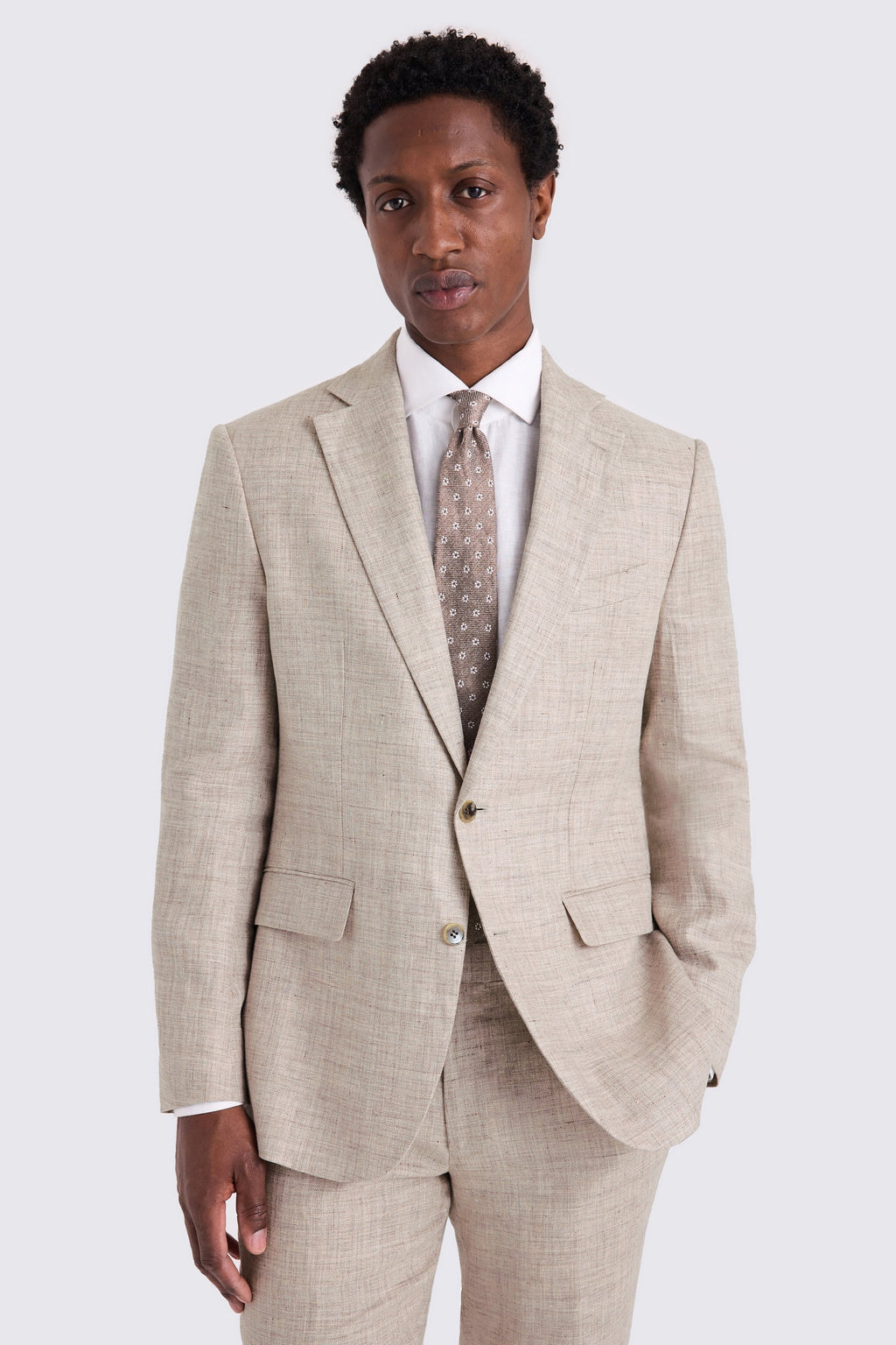 Tailored Fit Oatmeal Linen Suit