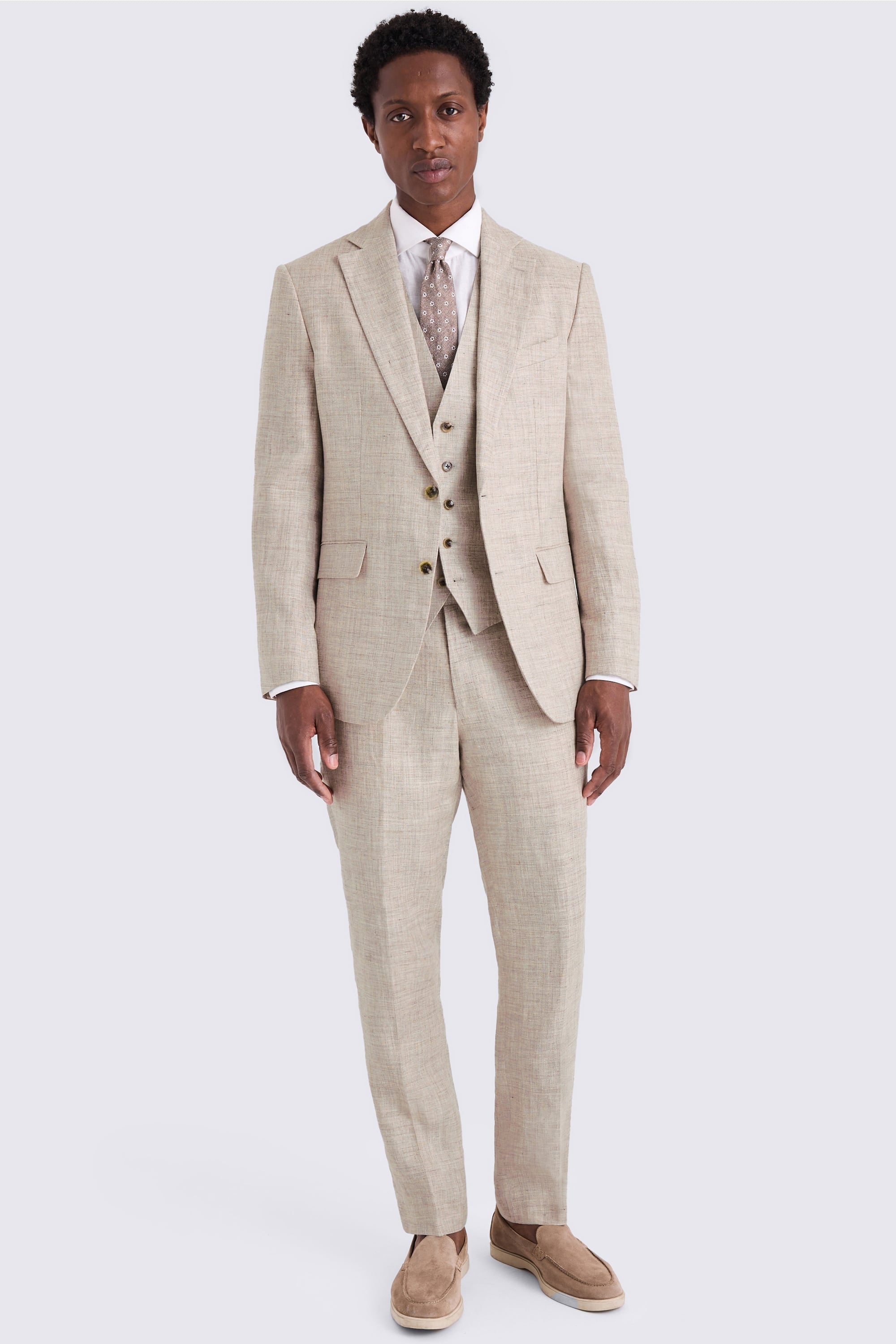 Tailored Fit Oatmeal Linen Suit
