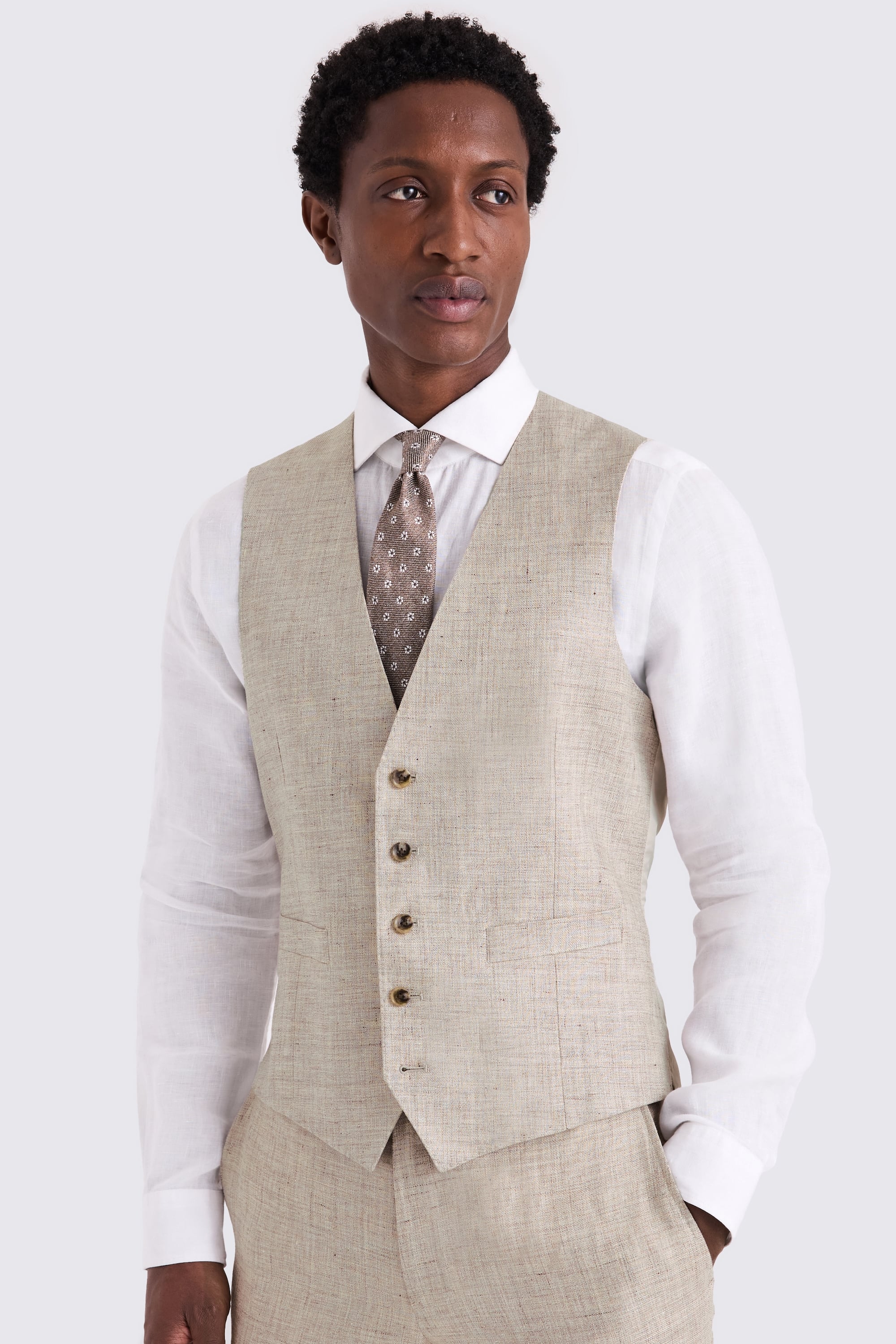 Tailored Fit Oatmeal Linen Suit