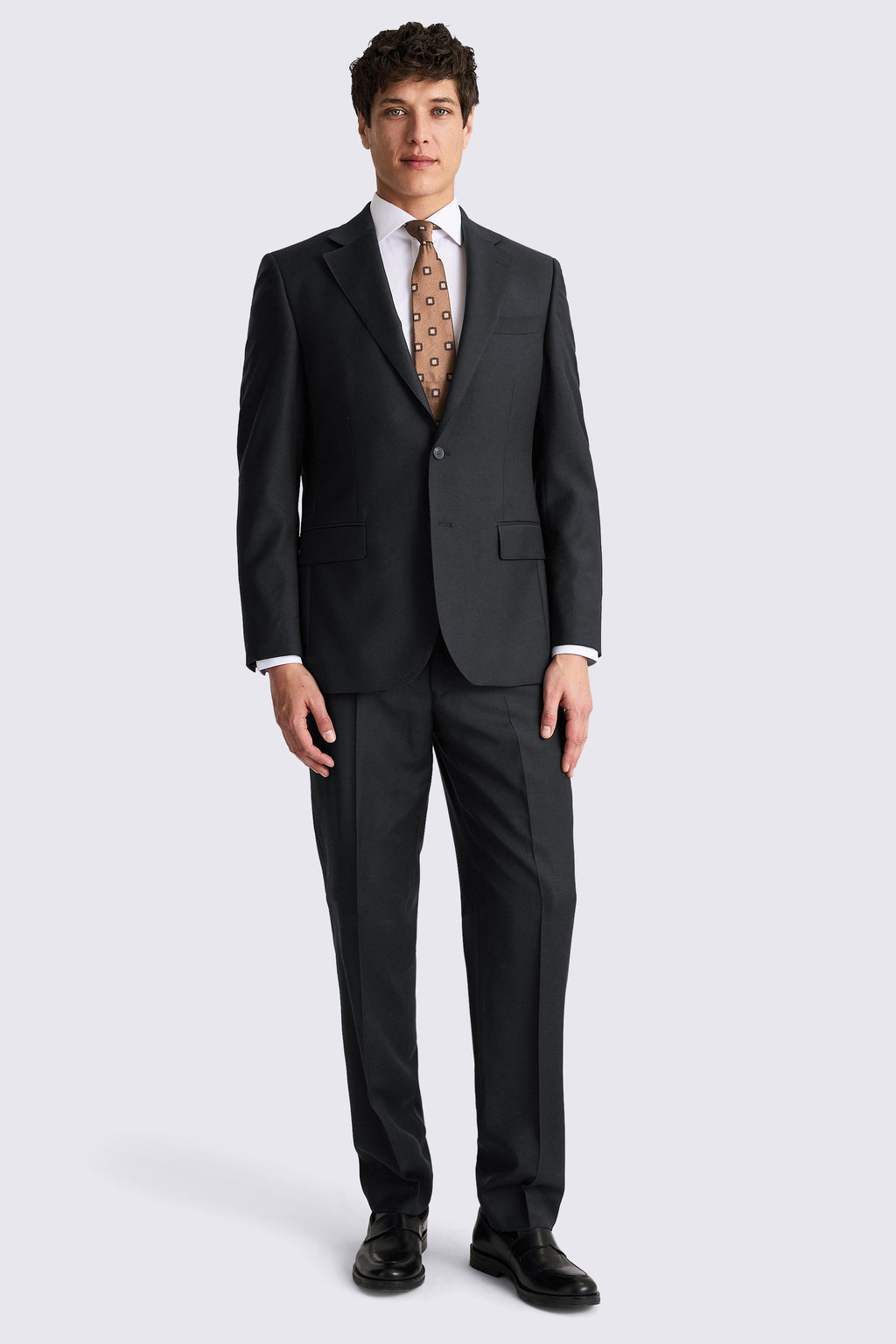 Regular Fit Black Twill Suit