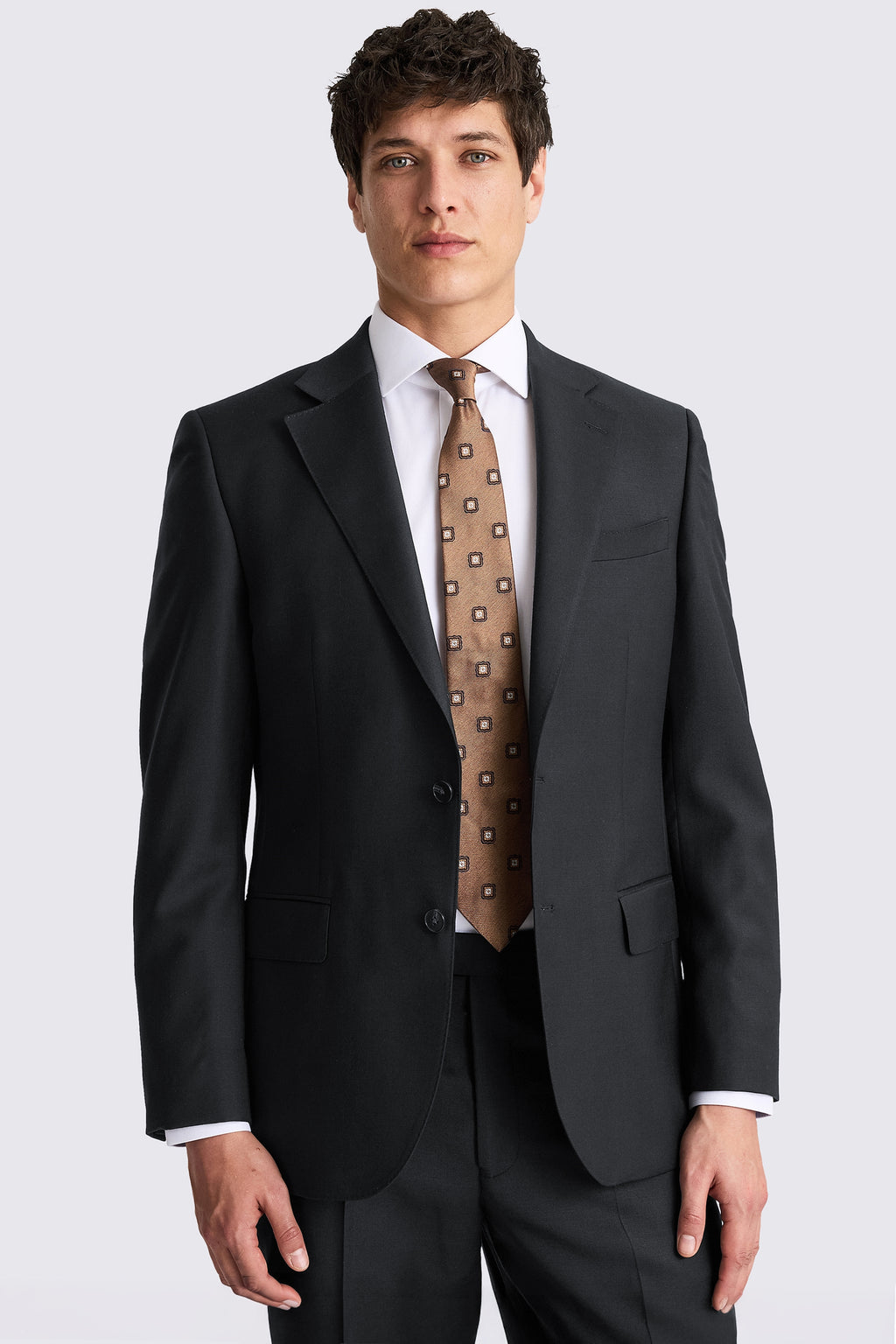 Regular Fit Black Twill Suit