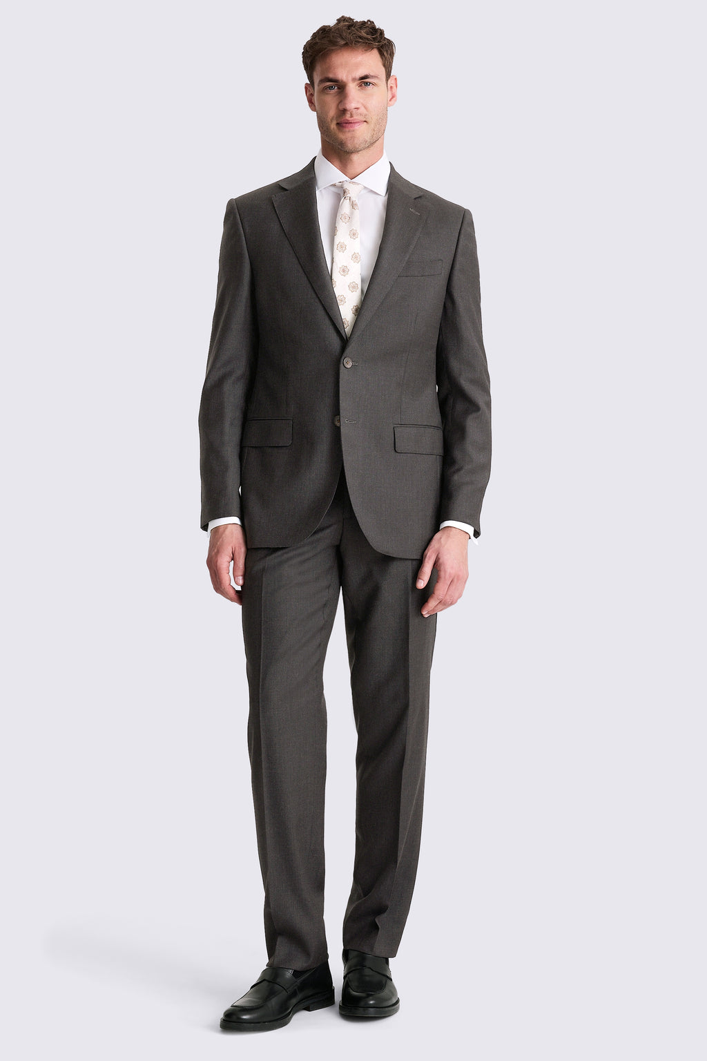 Regular Fit Charcoal Twill Suit