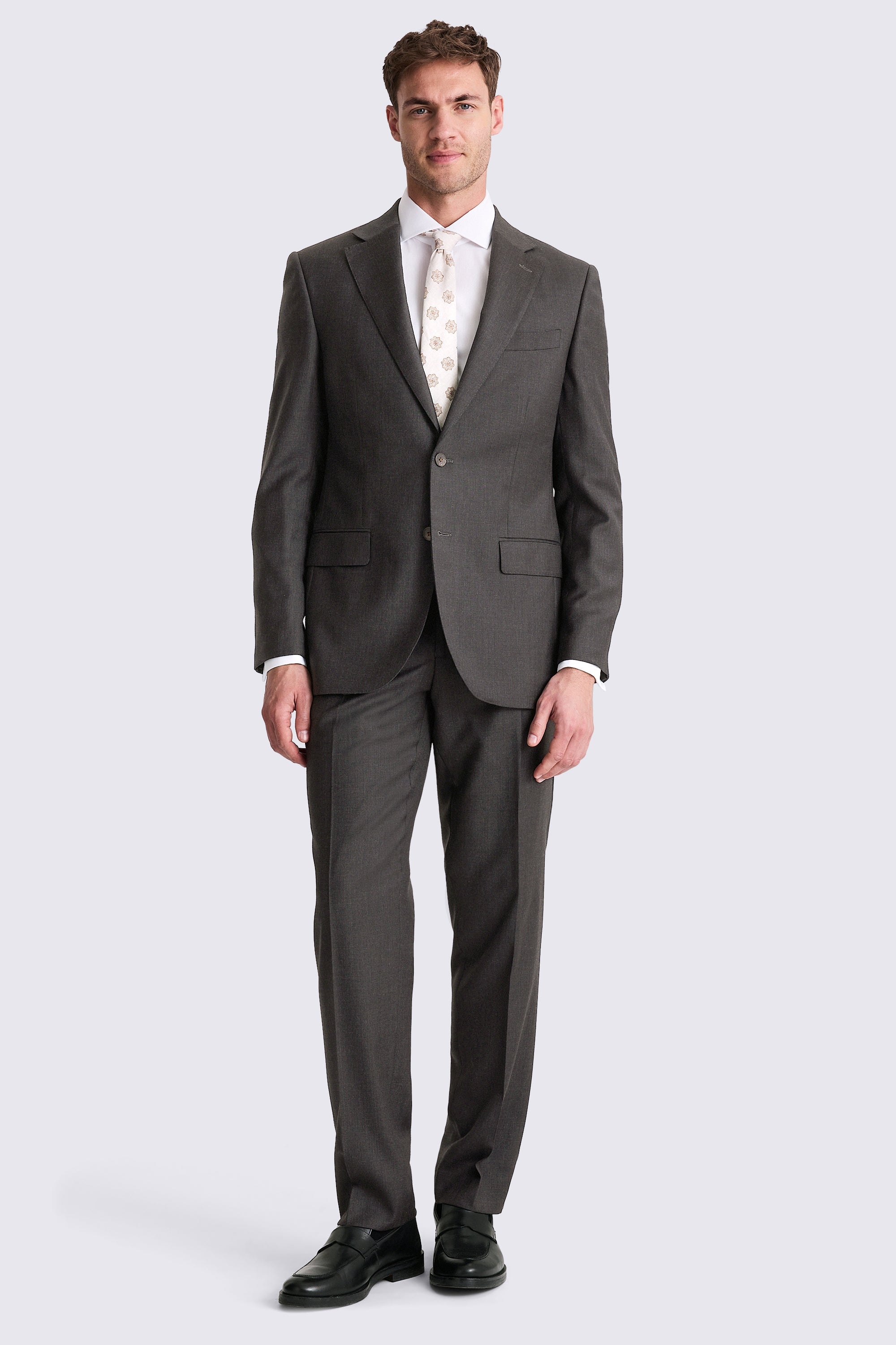 Regular Fit Charcoal Twill Suit