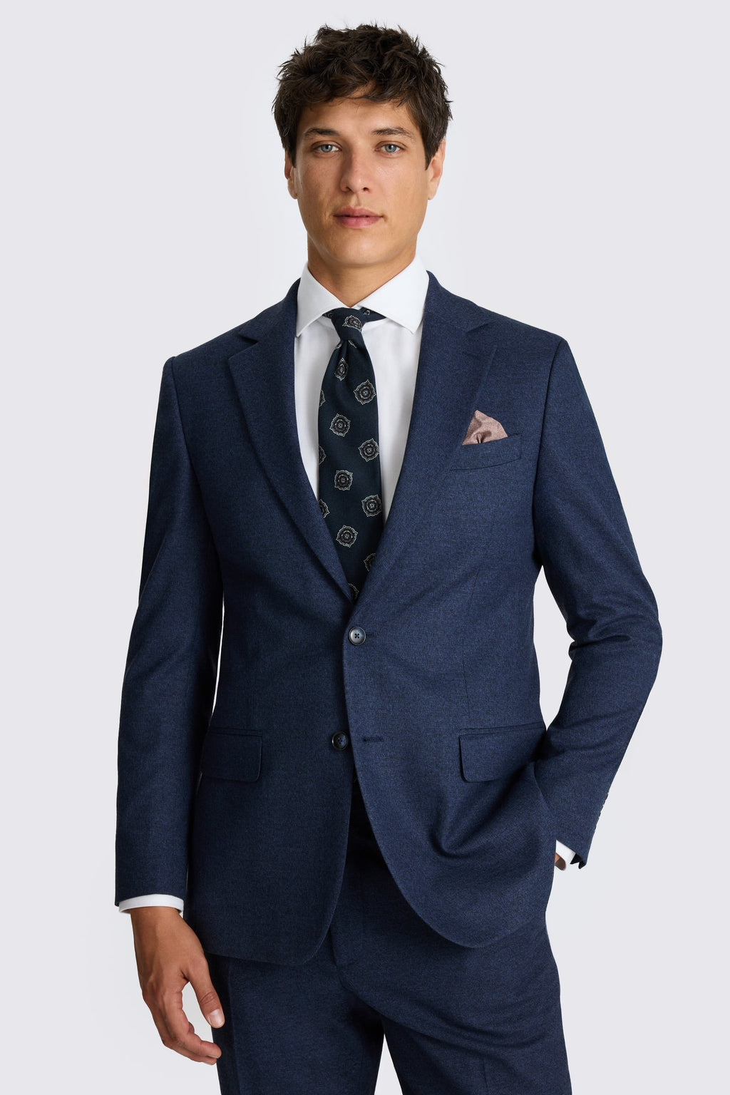 Tailored Fit Blue Flannel Suit