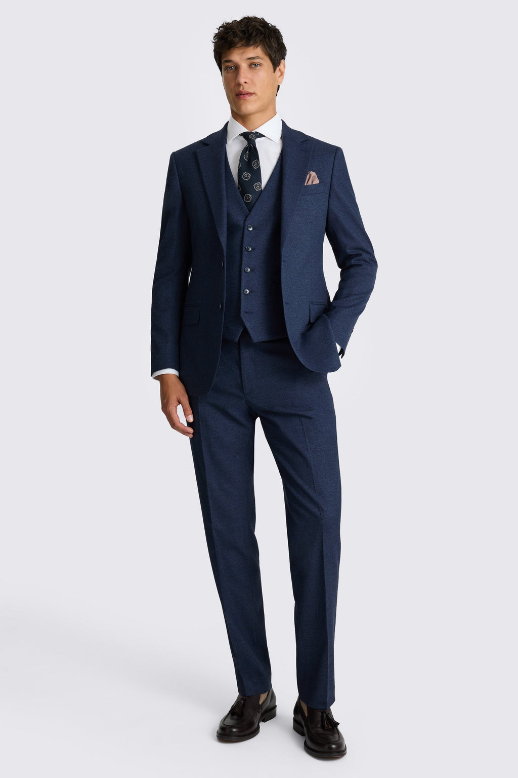 Tailored Fit Blue Flannel Suit