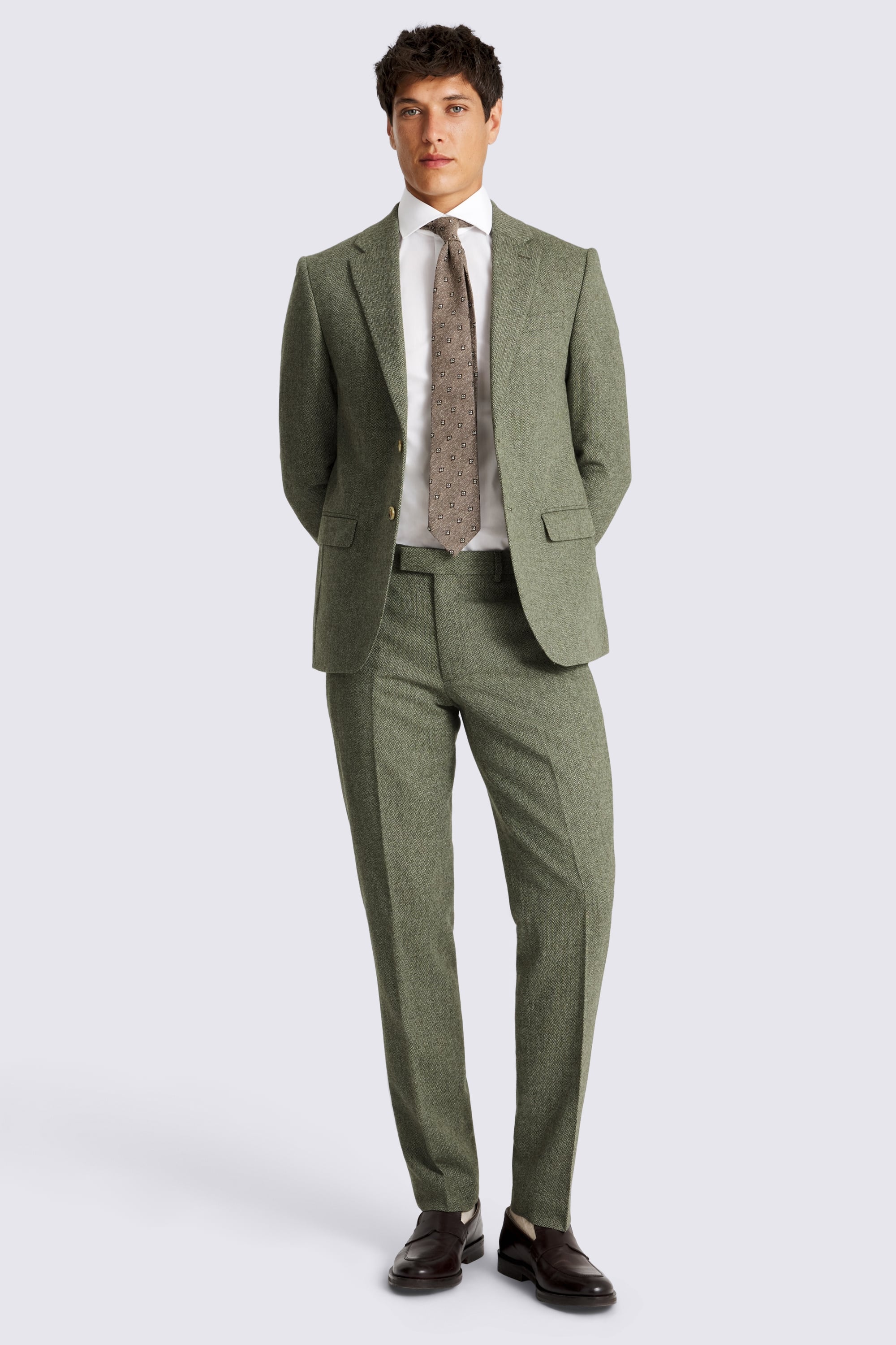 Slim Fit Sage Herringbone Suit