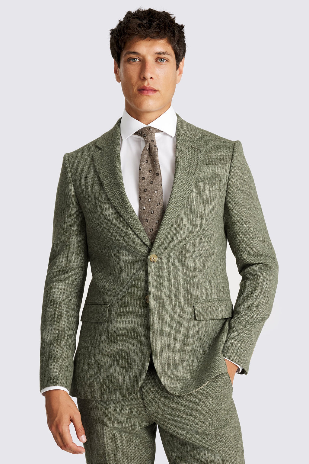 Slim Fit Sage Herringbone Suit