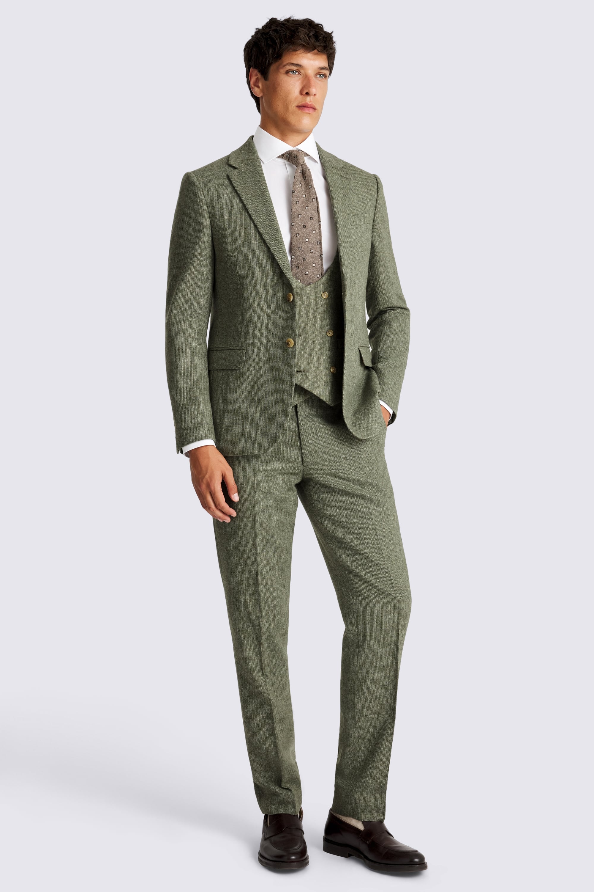 Slim Fit Sage Herringbone Suit