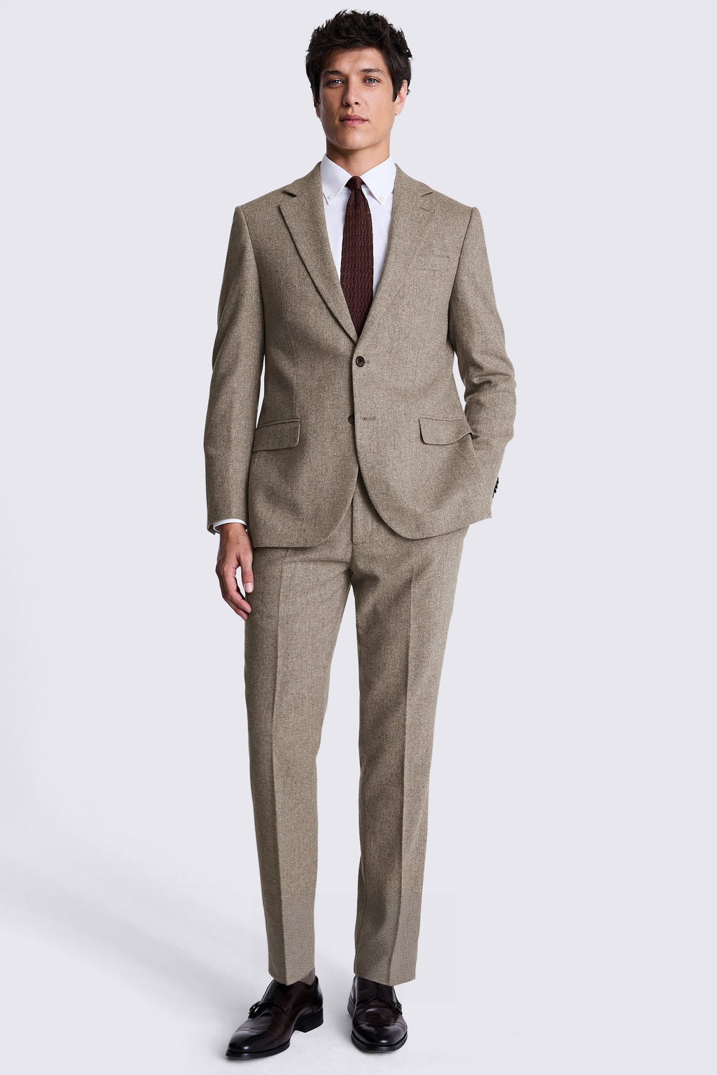 Tailored Fit Stone Donegal Tweed Suit