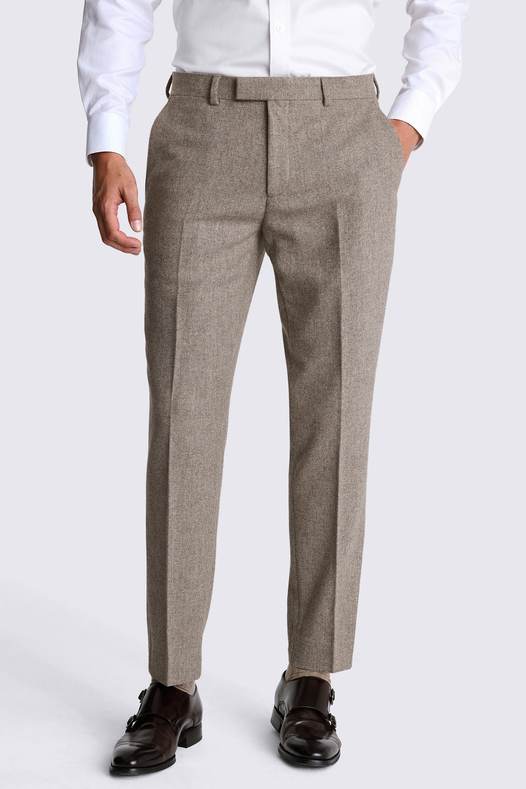 Tailored Fit Stone Donegal Tweed Suit