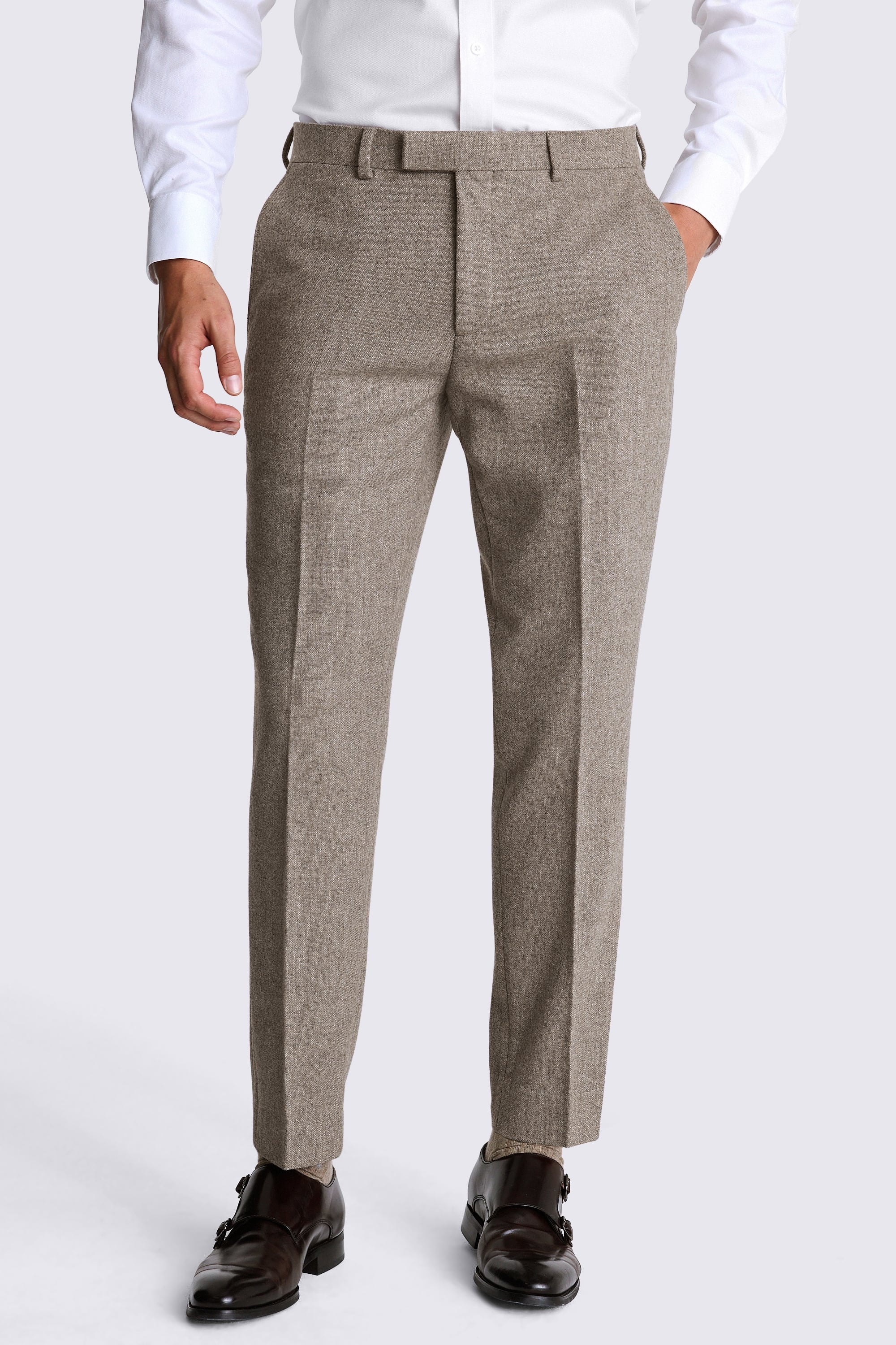 Tailored Fit Stone Donegal Tweed Suit