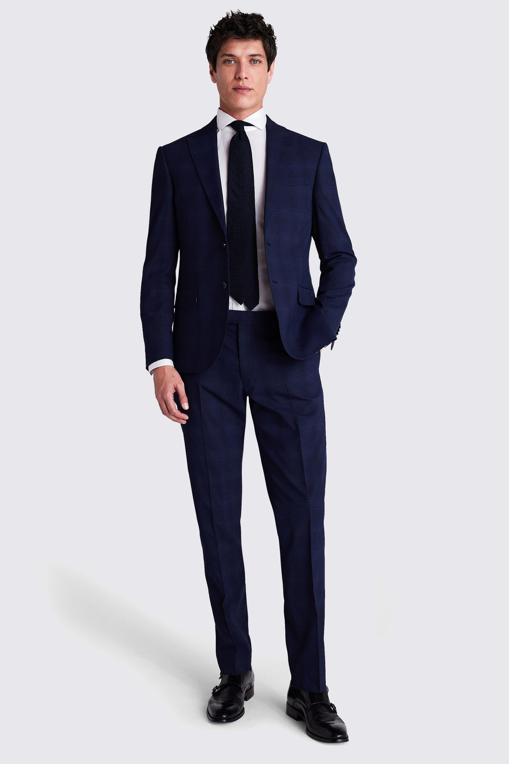 Slim Fit Navy Check Suit