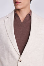 Tailored Fit Ecru Herringbone Suit