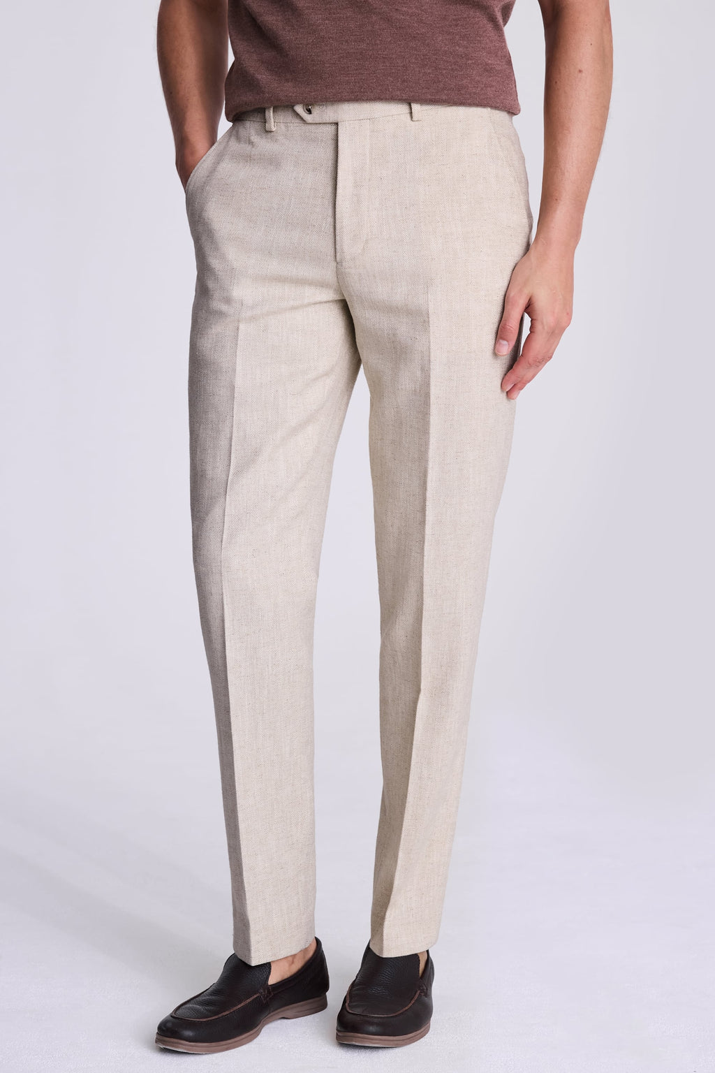 Tailored Fit Ecru Herringbone Suit