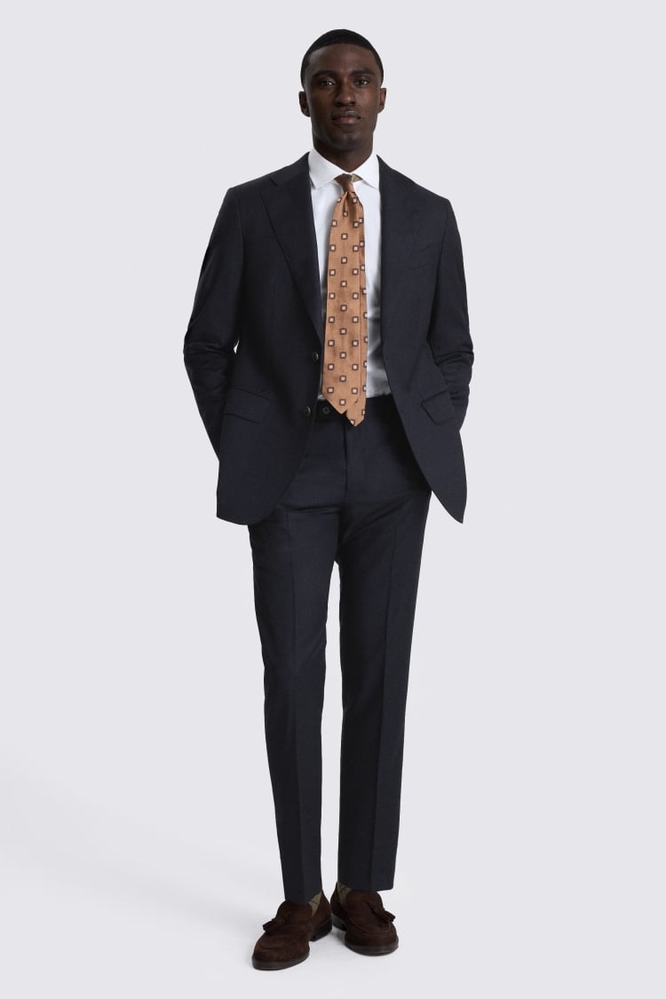 Italian Tailored Fit Navy Twill Suit