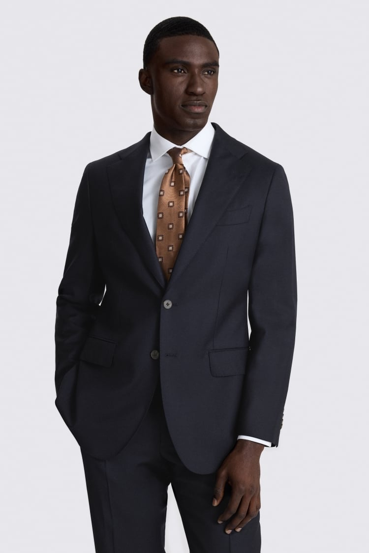 Italian Tailored Fit Navy Twill Suit