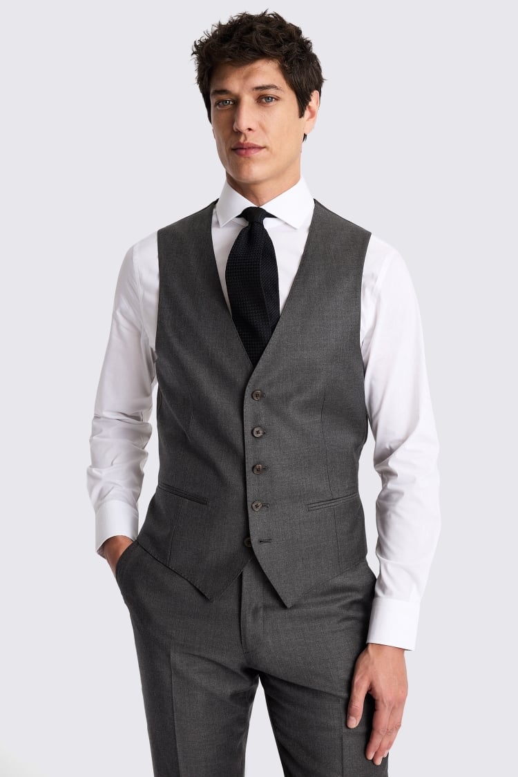 Italian Tailored Fit Charcoal Twill Suit