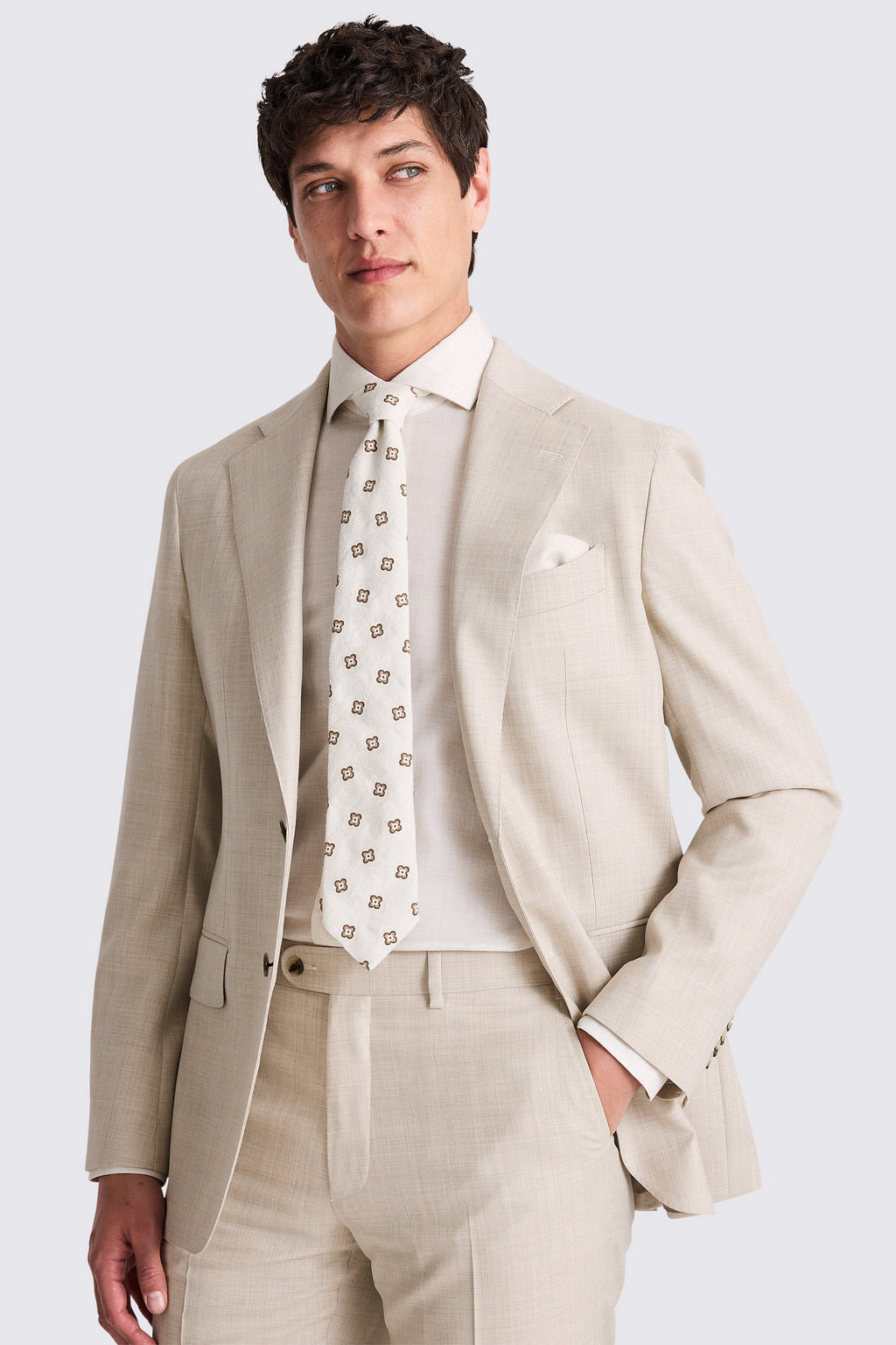 Italian Tailored Fit Taupe Hopsack Suit