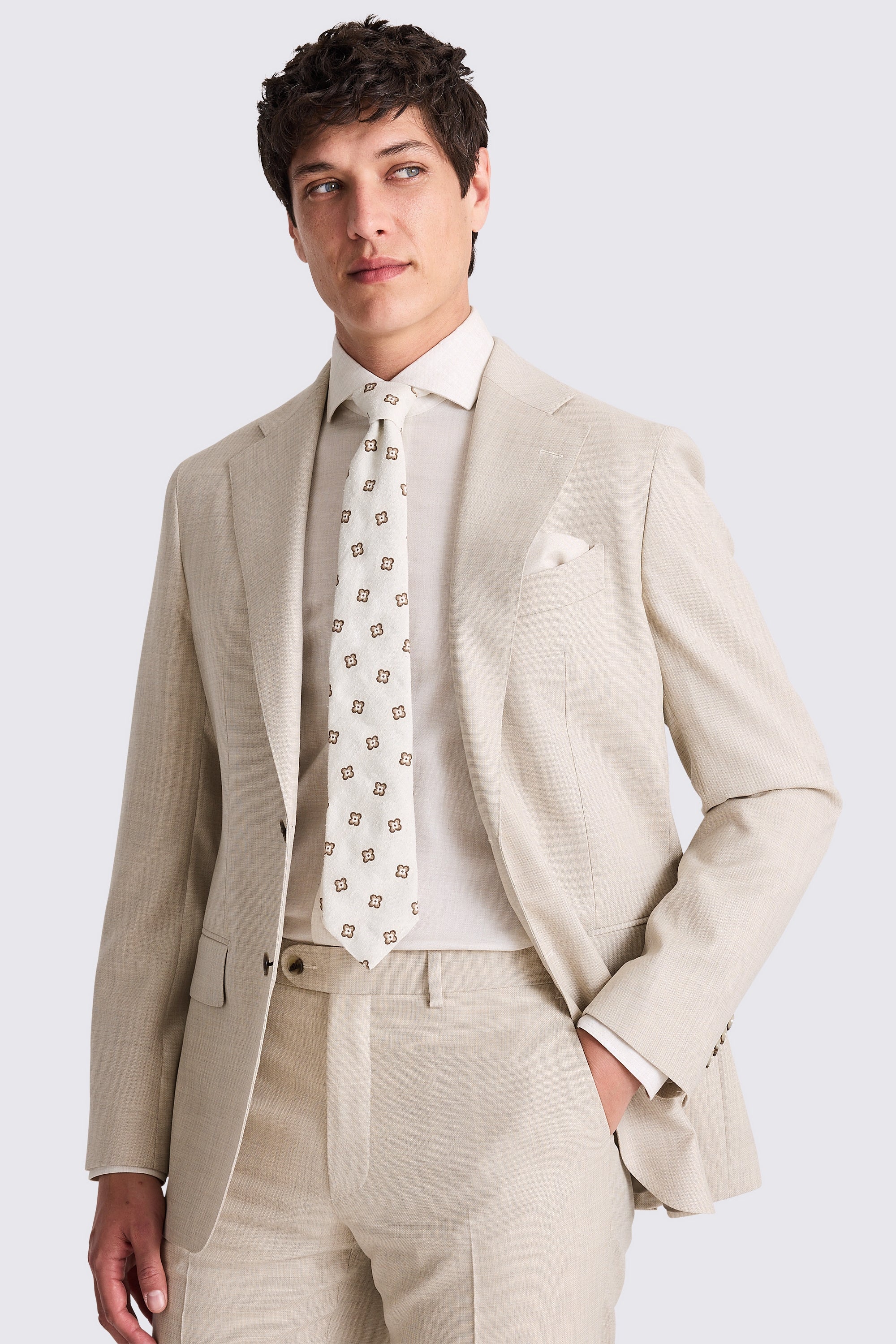 Italian Tailored Fit Taupe Hopsack Suit