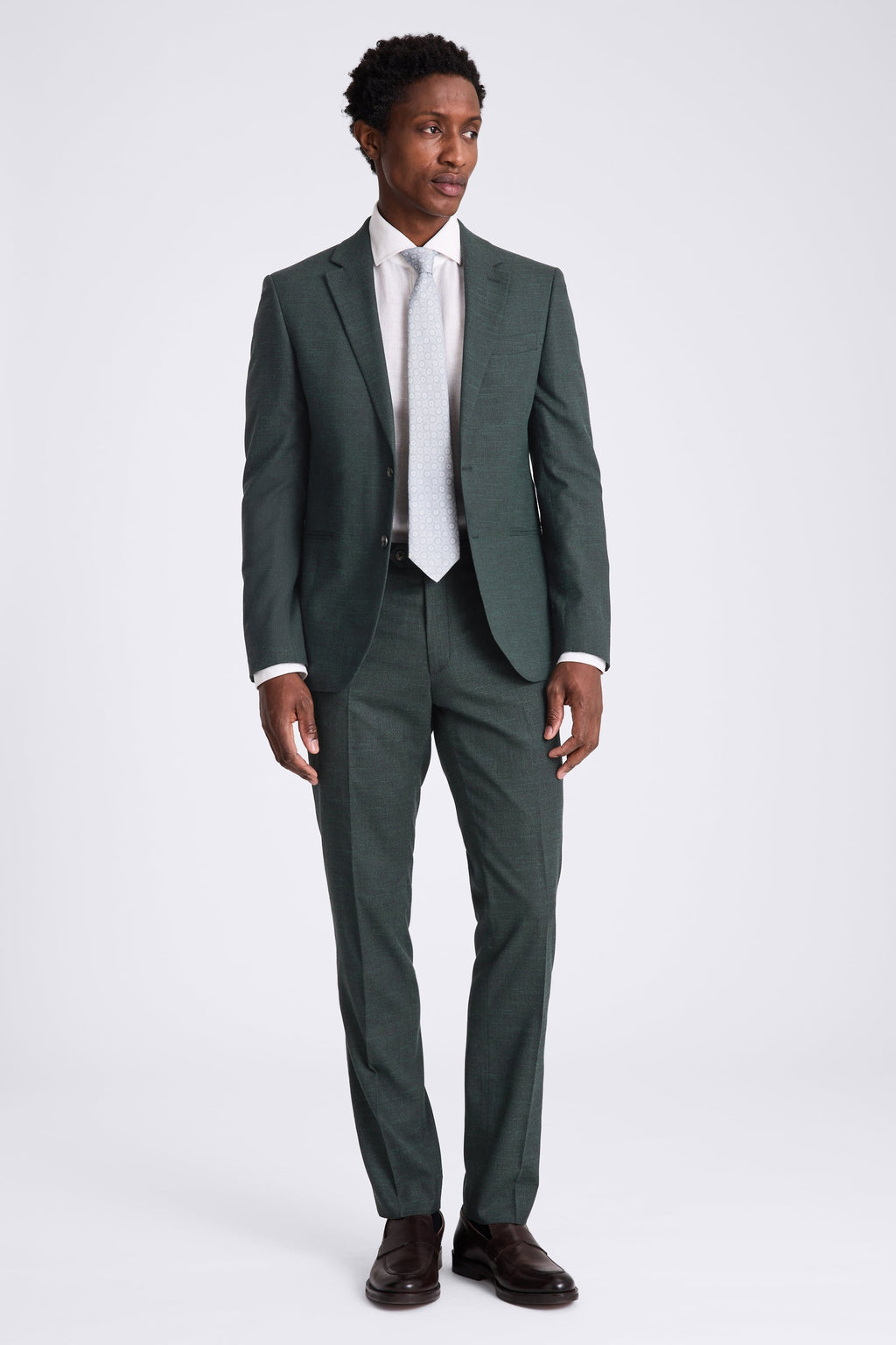 Slim Fit Dark Green Puppytooth Suit