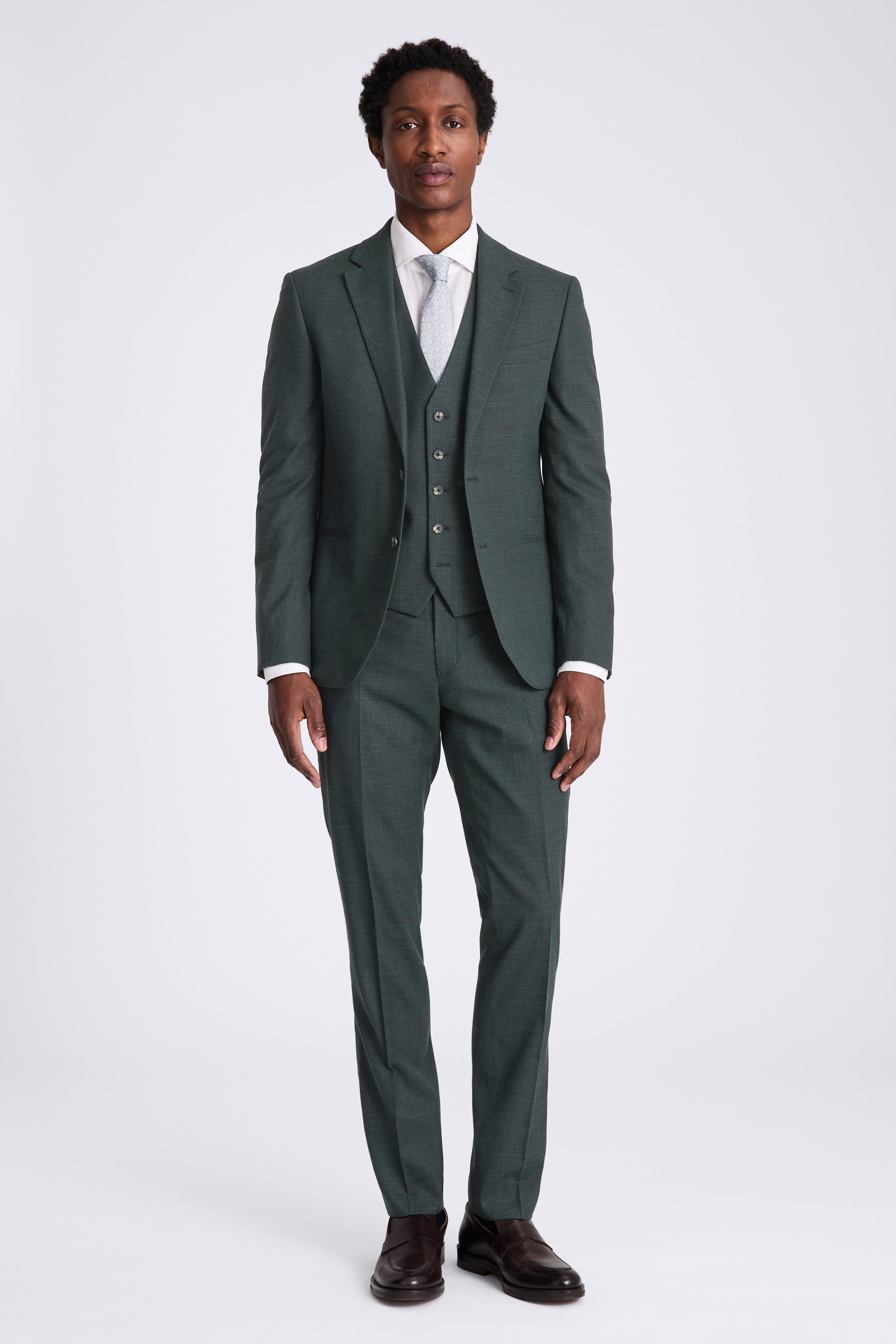 Slim Fit Dark Green Puppytooth Suit
