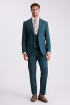 Tailored Fit Teal Flannel Suit